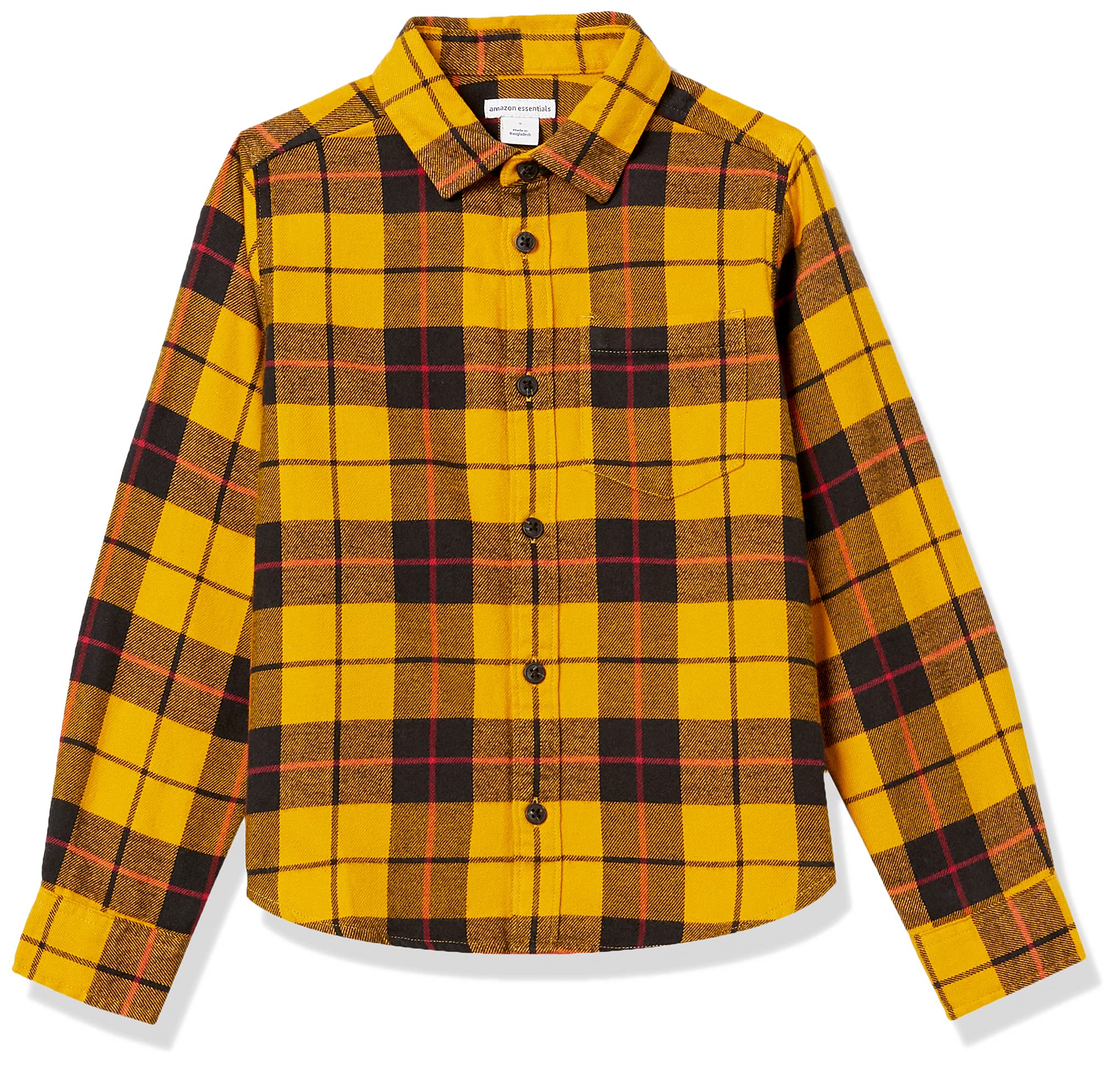 Amazon Essentials Boys and Toddlers' Flannel Button Down Shirt - Soft Cotton Plaid Long Sleeve Shirt for Kids - Perfect for School, Playdates & Family Photos