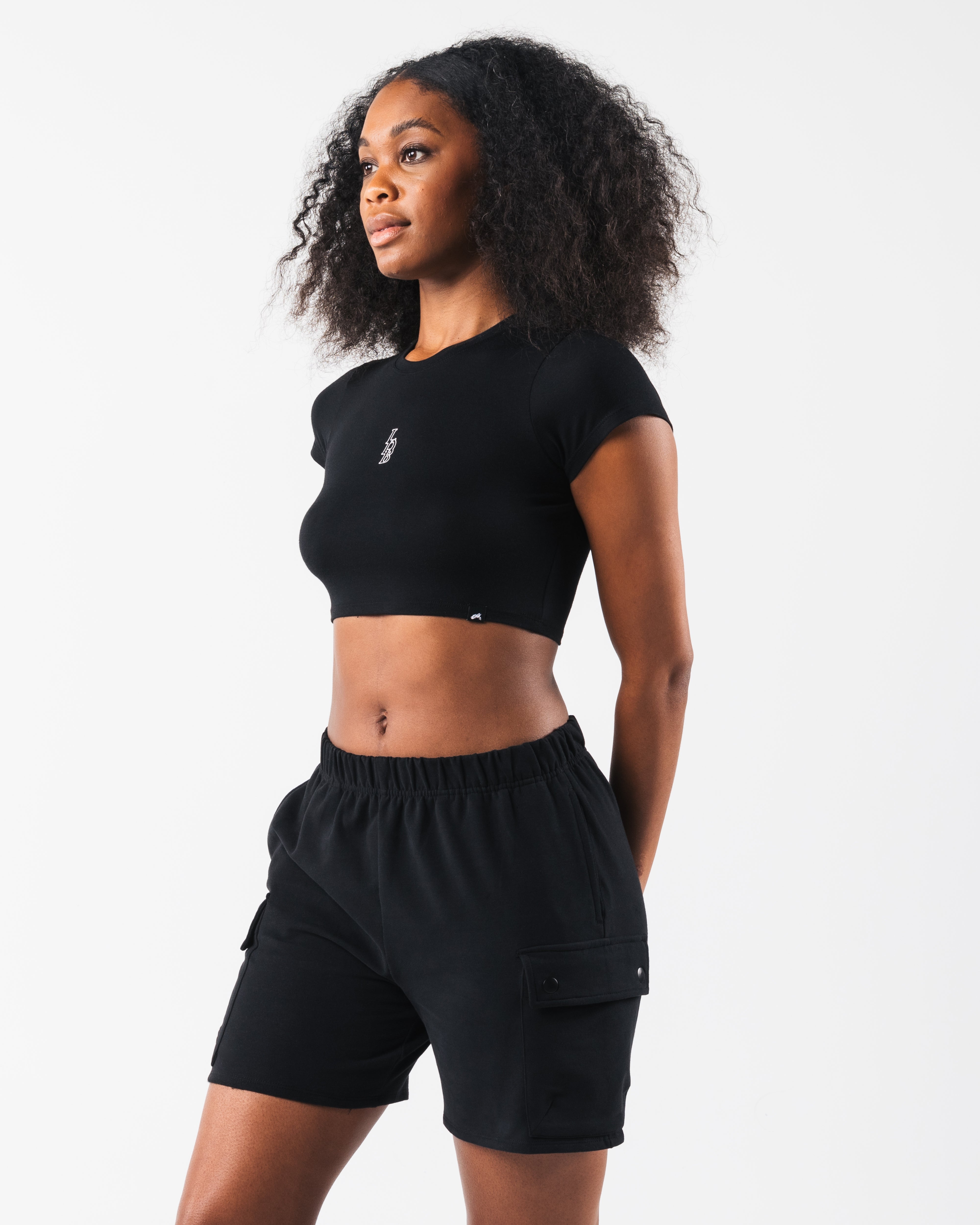 LDB Women's Short Sleeve Crop T-Shirt - Soft Cotton Casual Top for Summer, Streetwear, and Everyday Wear | Black