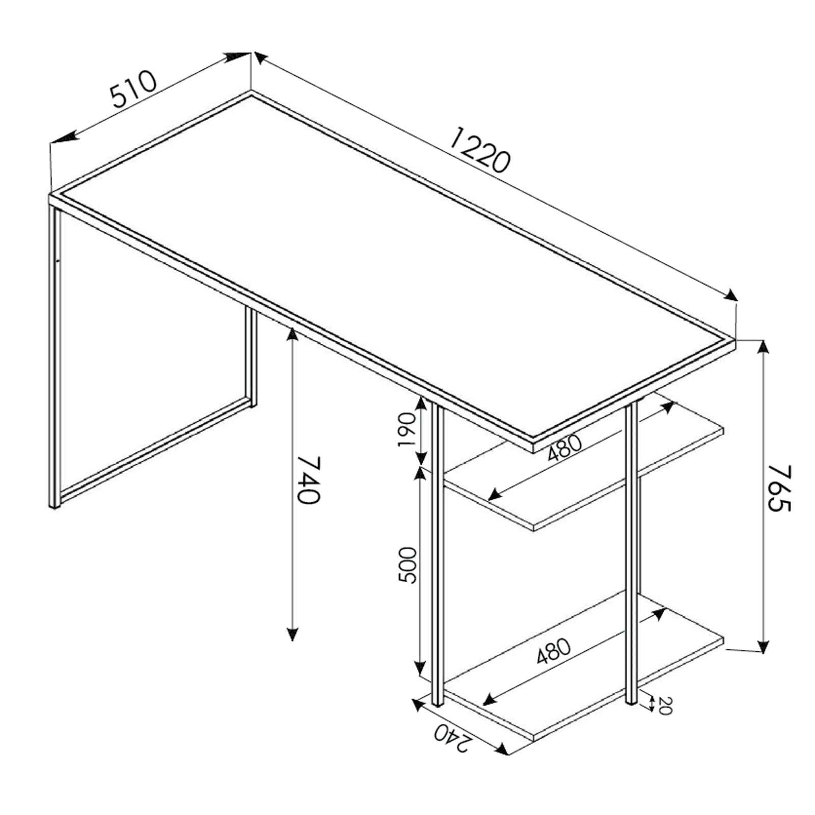Modern Home Office Desk - AMBIDESKROUS Ergonomic Writing Desk by Urban Style for Small Spaces & Remote Work