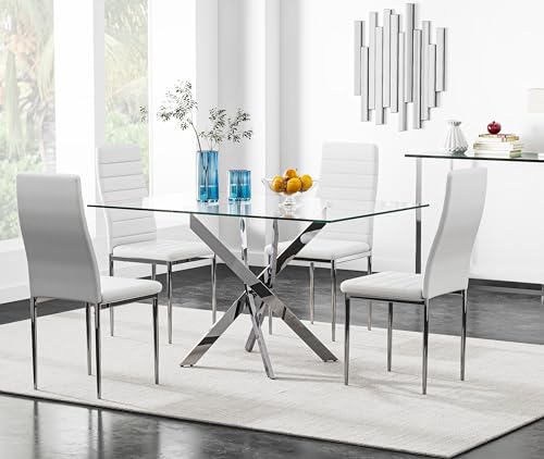 Sliver Table With White Chair
