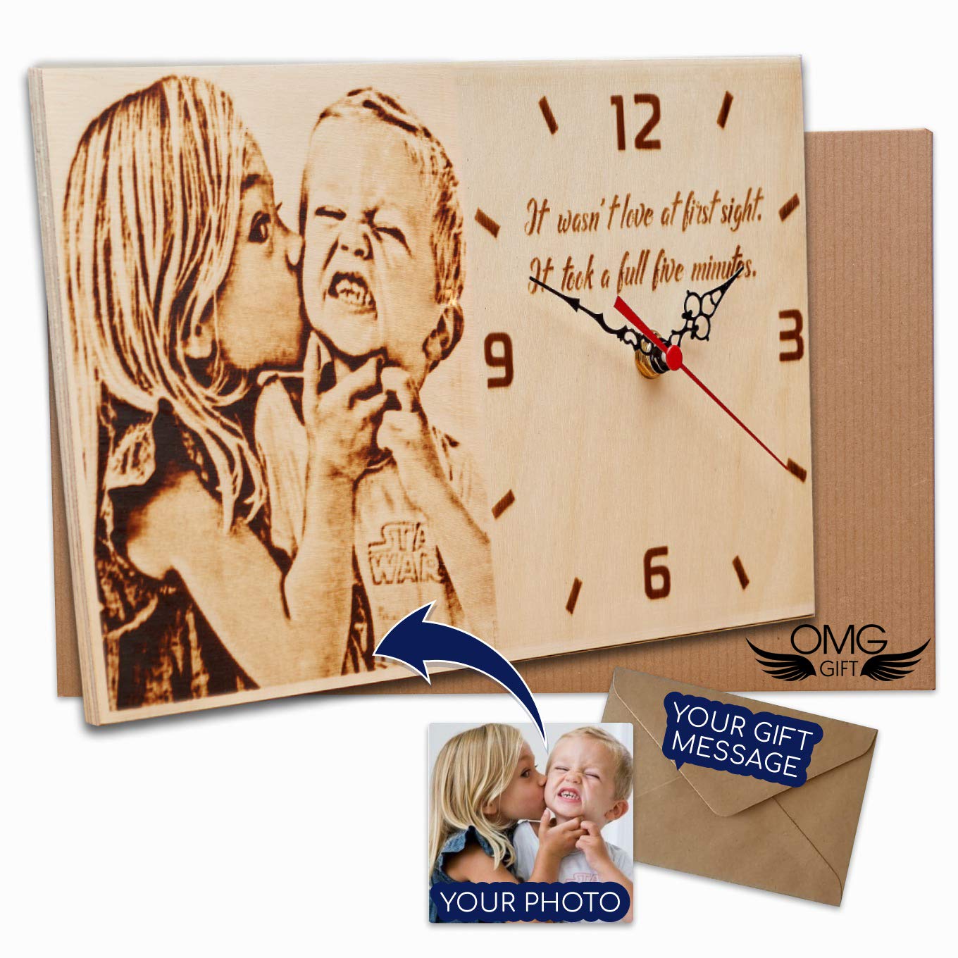 Personalized Wooden Engraved Clock - Custom Mother's Day Gift from Daughter or Son - Unique Present for Women Who Have Everything - Perfect for Home, Office, or Special Occasion Decor
