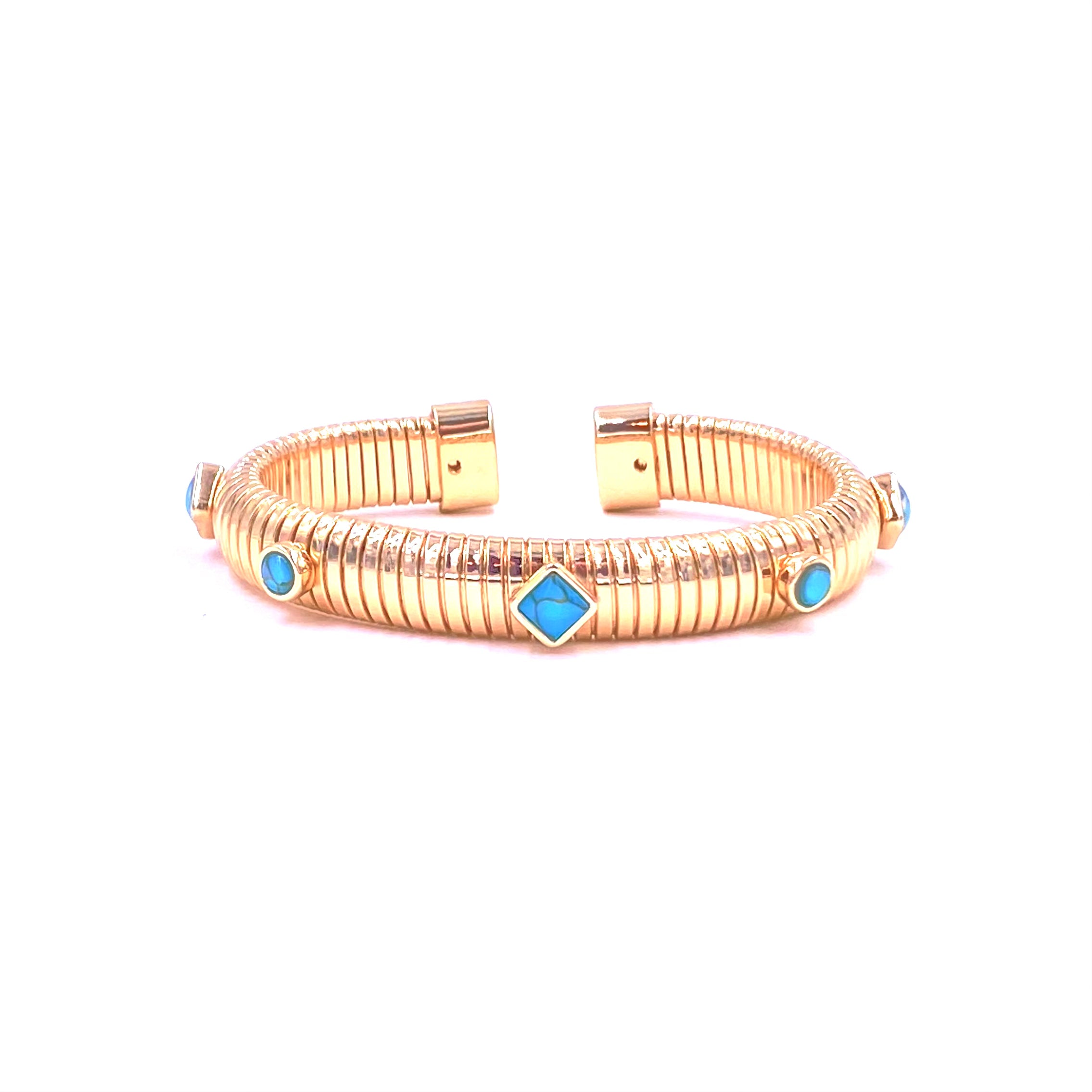 Ashley Gold Stainless Steel Gold Plated Enamel Fashion Bracelet for Women - Elegant Slinky Bangle for Parties, Dating & Daily Wear