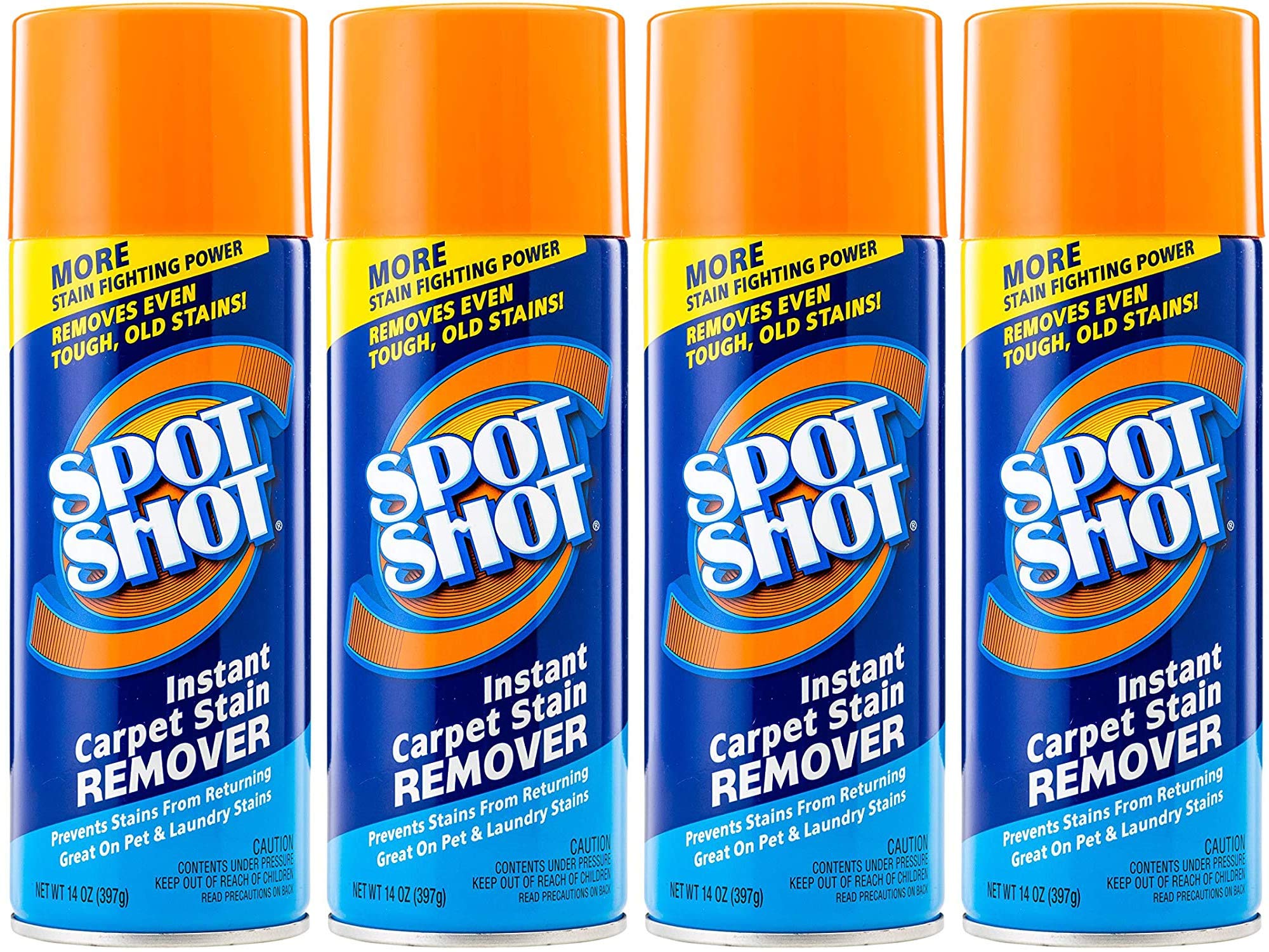 Spot Shot Instant Carpet Stain Remover Aerosol Spray - 14 oz (Pack of 4) - Fast-Acting Formula for Pet Stains, Food Spills & Dirt - Perfect for Home, Office & Car Upholstery Cleaning