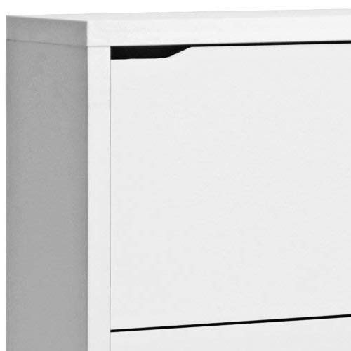 Baxton Studio Simms White Modern Shoe Cabinet - 12 Pair Storage Organizer with Adjustable Shelves for Entryway, Bedroom & Closet Organization