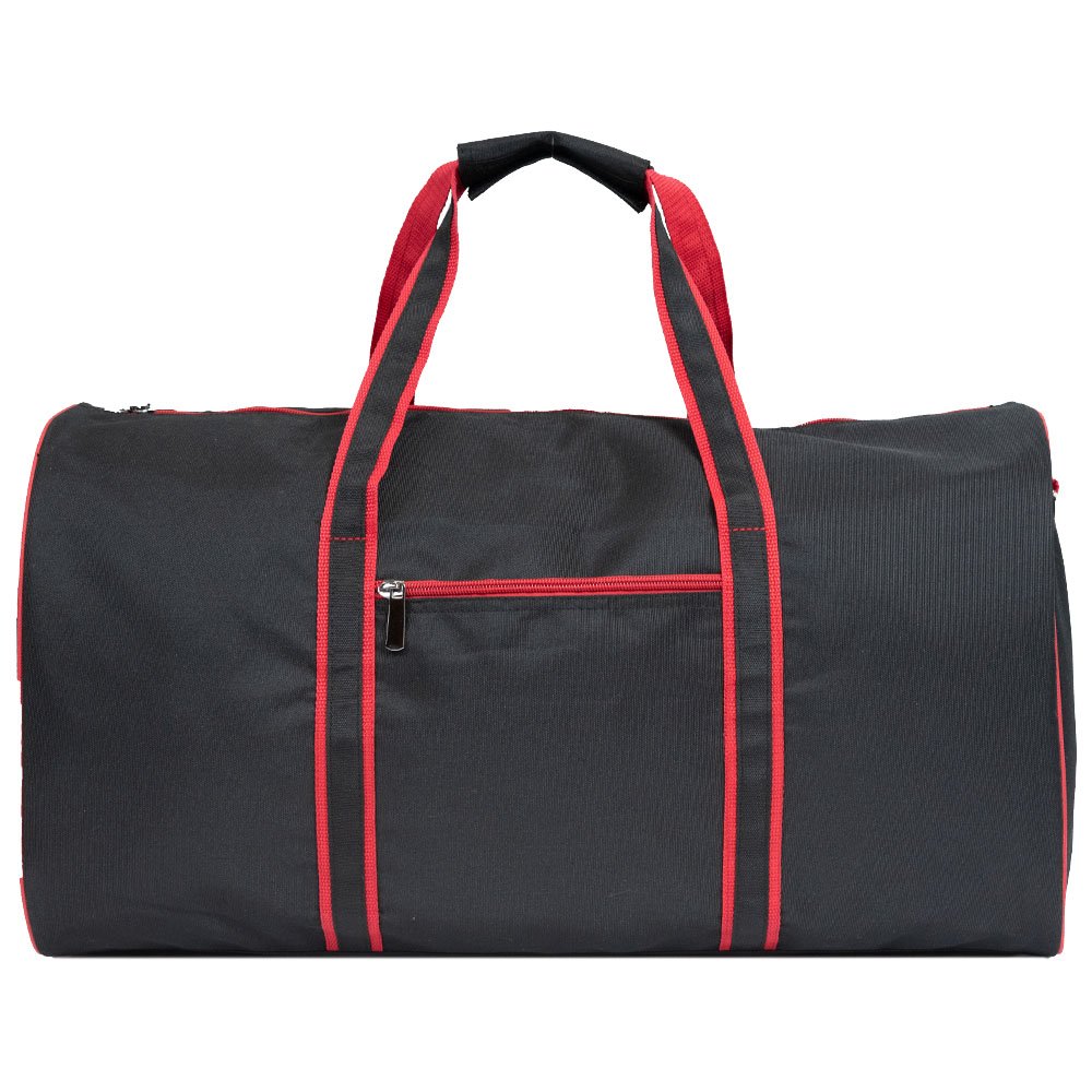 Men's Black and Red Round Travel Duffle Bag - Lightweight Gym Bag for Workouts, Weekend Trips & Sports Gear Storage