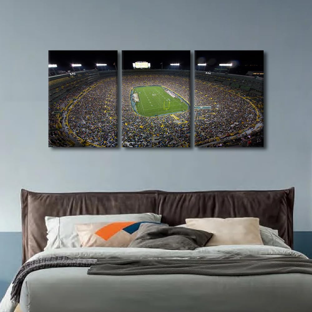 TFIAVSIN Large Canvas Wall Art - Lambeau Field American Football Stadium Print, Wisconsin Sports Decor for Home, Office & Man Cave - Perfect Gift for Men & Boys - 48x24 Inches (WxH) - Ideal for Bedroom, Living Room & Game Room Decor