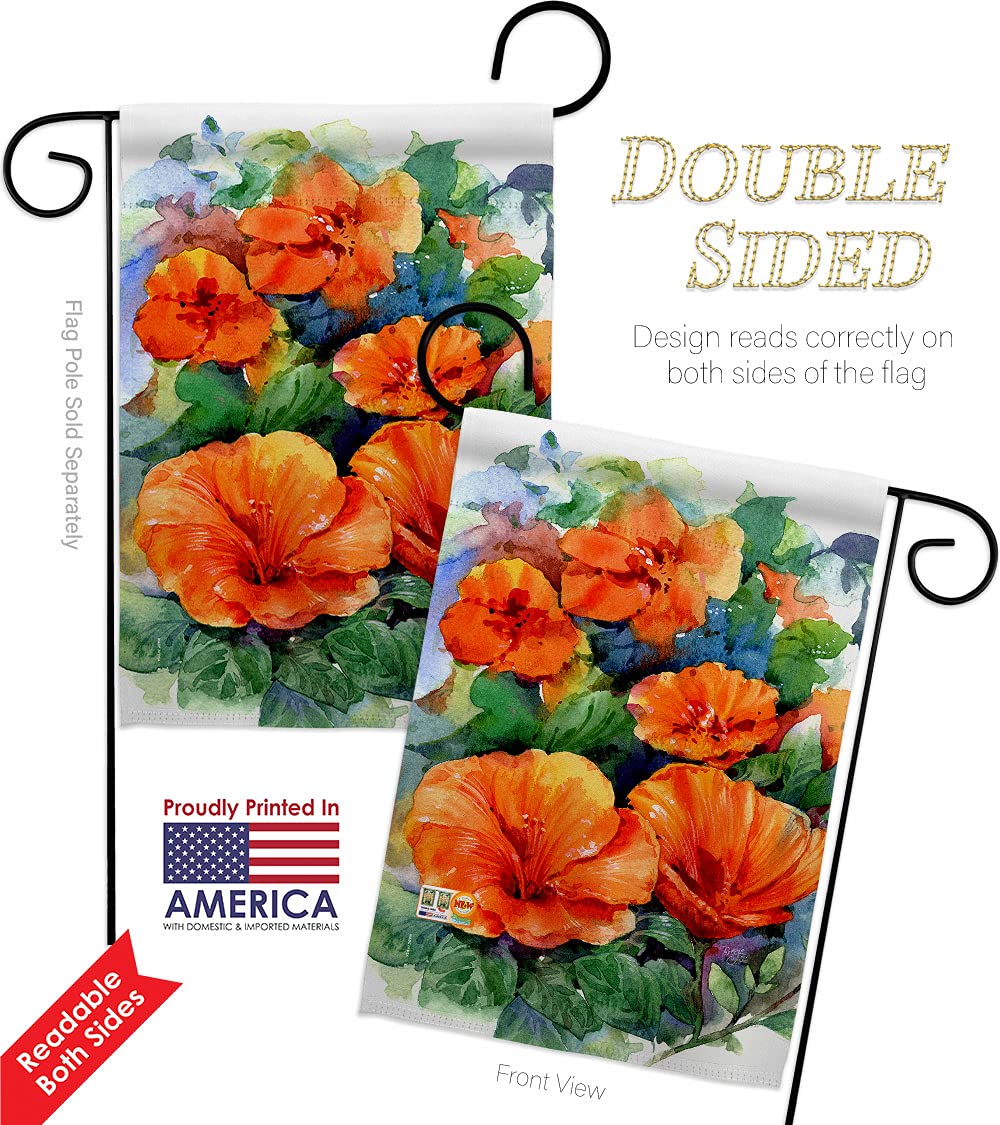 Floral Hibiscus Garden Flag Set - Double-Sided Spring Decor for Yard & House