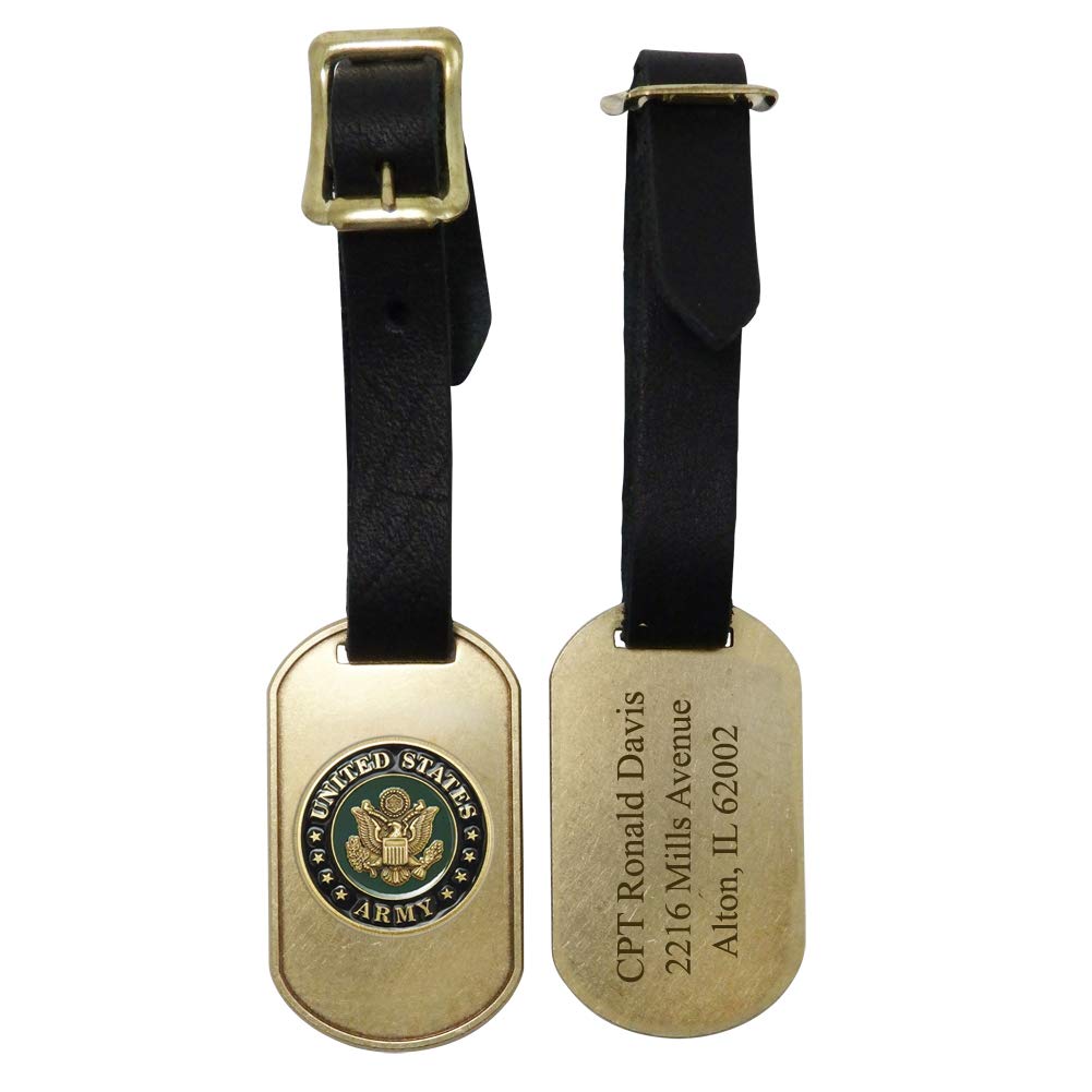Indiana Metal Craft Army Seal Solid Brass Luggage Tag - 1