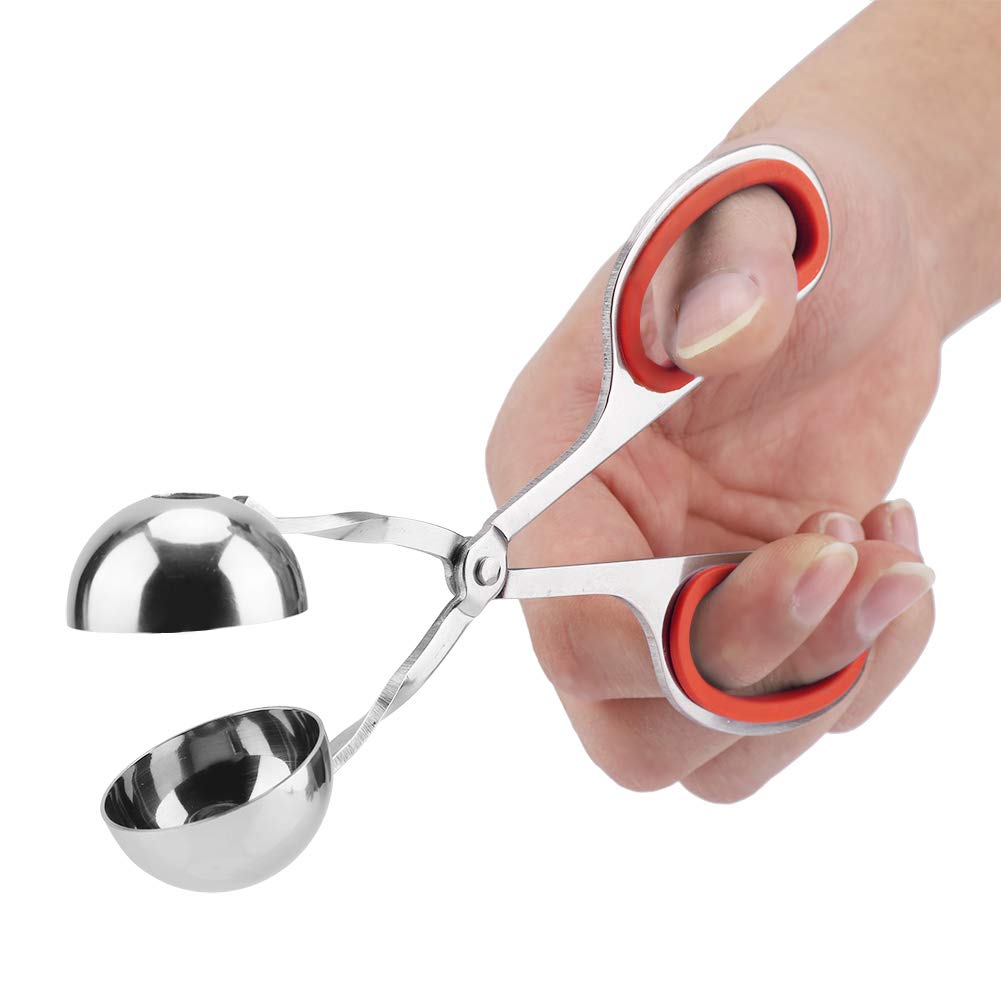 Stainless Steel Meatball Scoop & Ball Maker - Non-Stick Rice & Cake Pop Mold for Perfect Meatballs, Ice Cream Balls & Desserts (Red) | Ideal for Home Cooking, Party Food Prep & Kitchen Baking