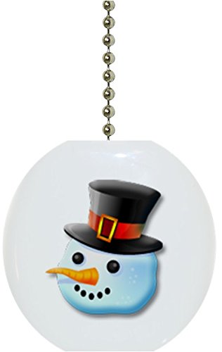 Snowman Black Hat Solid Ceramic Fan Pull - Winter Home Decor for Ceiling Fan Light Switch - Perfect for Christmas, Kitchen, Bedroom & Holiday Decorations