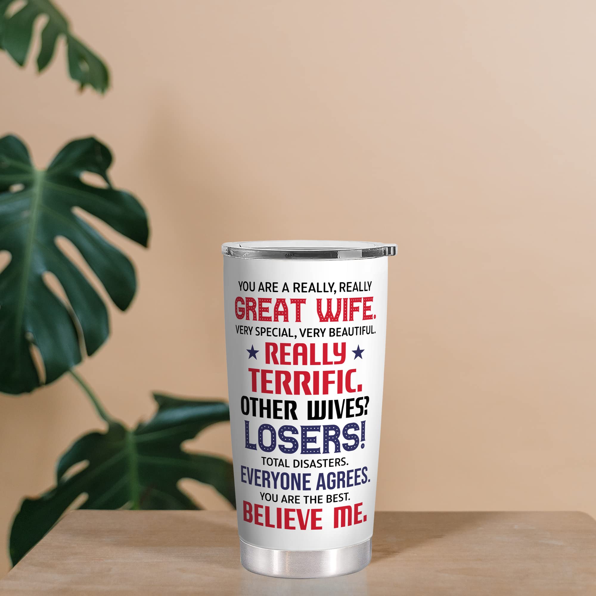 Romantic 20 Oz Stainless Steel White Tumbler - Perfect Gift for Wife from Husband, Wedding Anniversary, Birthday, Mothers Day & Christmas - Insulated Travel Mug for Coffee, Tea & Cold Drinks - Ideal for Home, Office & Outdoor Use