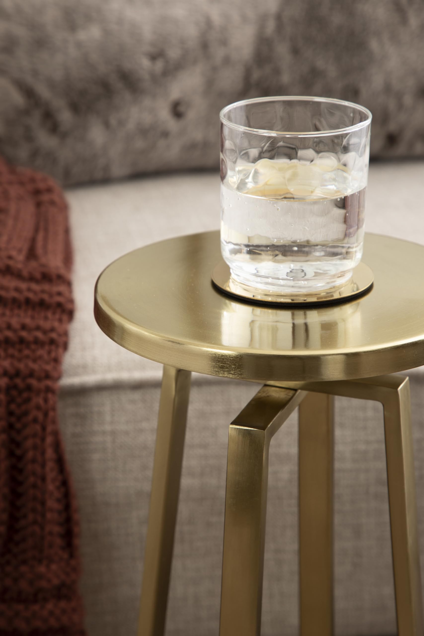 Kate and Laurel Zia Mid-Century Modern Metal Round Drink Table - 9 x 9 x 23 Inches, Gold Accent Pedestal Side Table for Living Room, Bedroom, or Patio - Perfect for Display, Storage, and Holding Drinks or Decor
