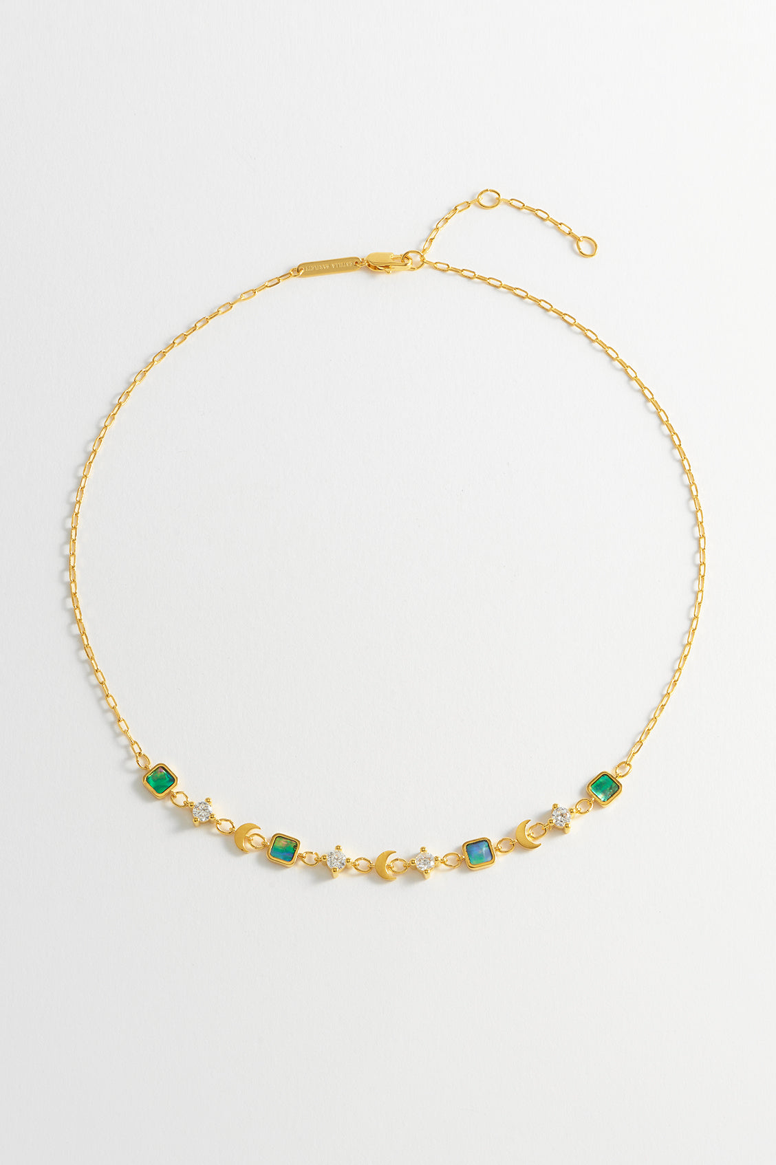 Elegant Abalone CZ Moon Pendant Necklace for Women - Perfect for Date Nights & Special Occasions