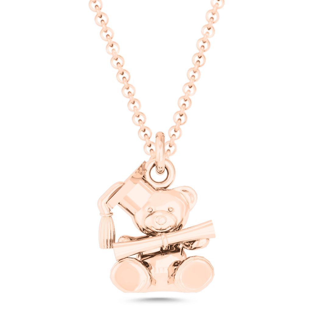 14K Gold Graduation Teddy Bear Necklace - Elegant Jewelry Gift for Graduates, Students & Teachers - Perfect for Commencement, Prom & Special Occasions