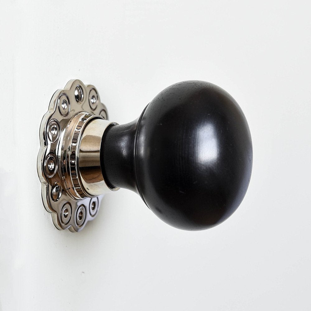 Premium Solid Ebony Wood & Nickel Plated Door Knobs - Classic Cabinet Pulls for Bedroom, Bathroom & Kitchen Cabinets - Elegant Home Decor Upgrade