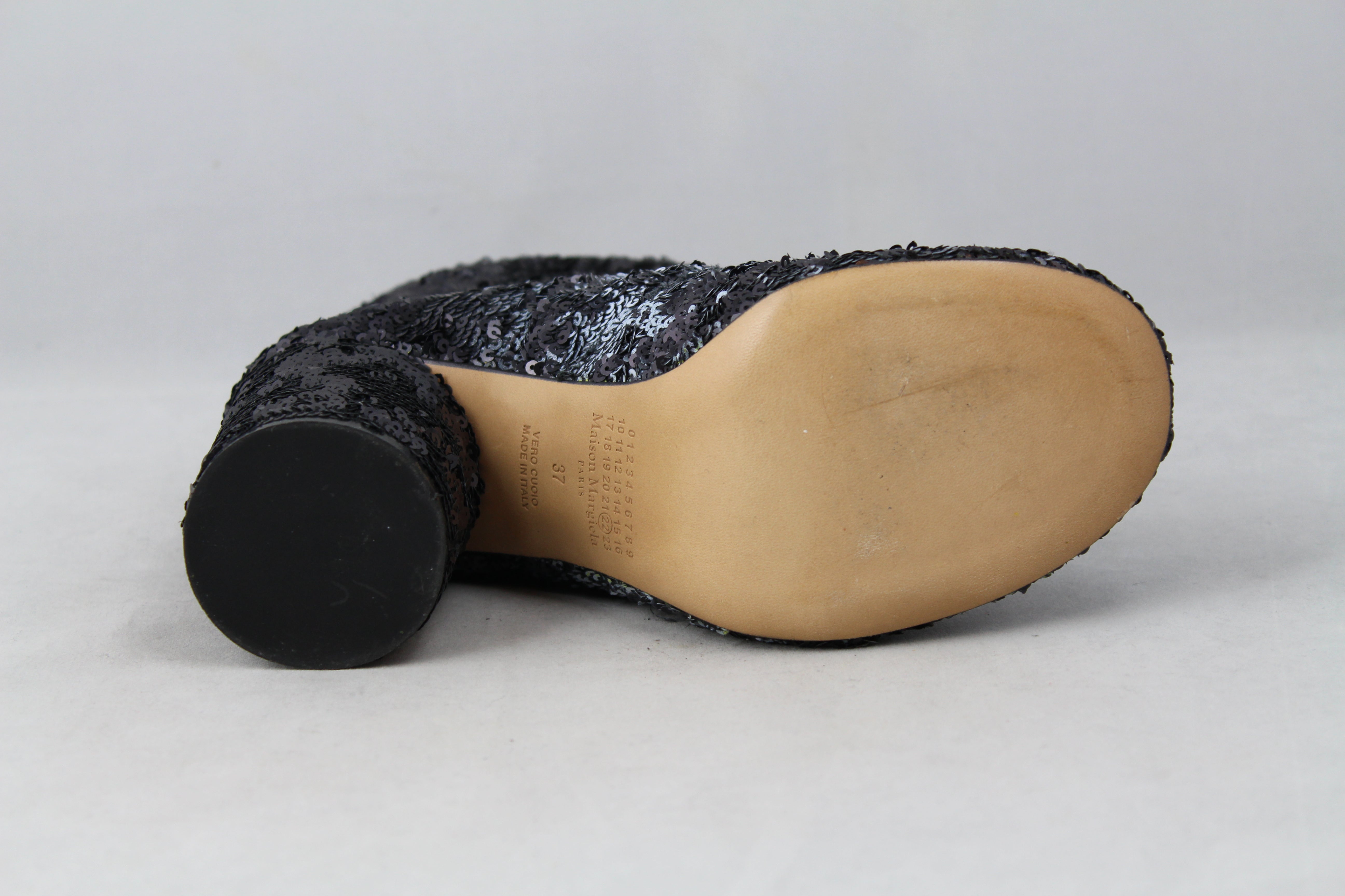 Martin Margiela Blue Ombre Glitter Tronchetto Heels Size 37 | Luxury Women's Party Shoes for Evening Events & Special Occasions