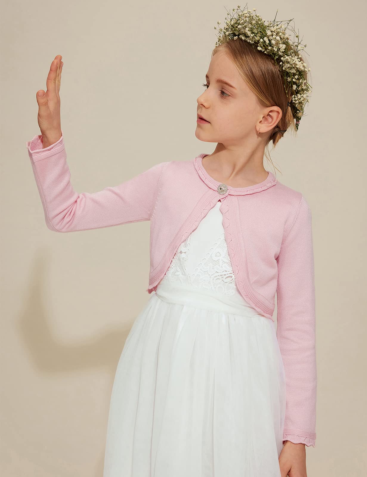 Danna Belle Girls Cardigan Sweaters - Long Sleeve Shrug Bolero Jacket for Girls Size 3-12 | Cute & Cozy Knitwear for School, Parties, and Everyday Wear