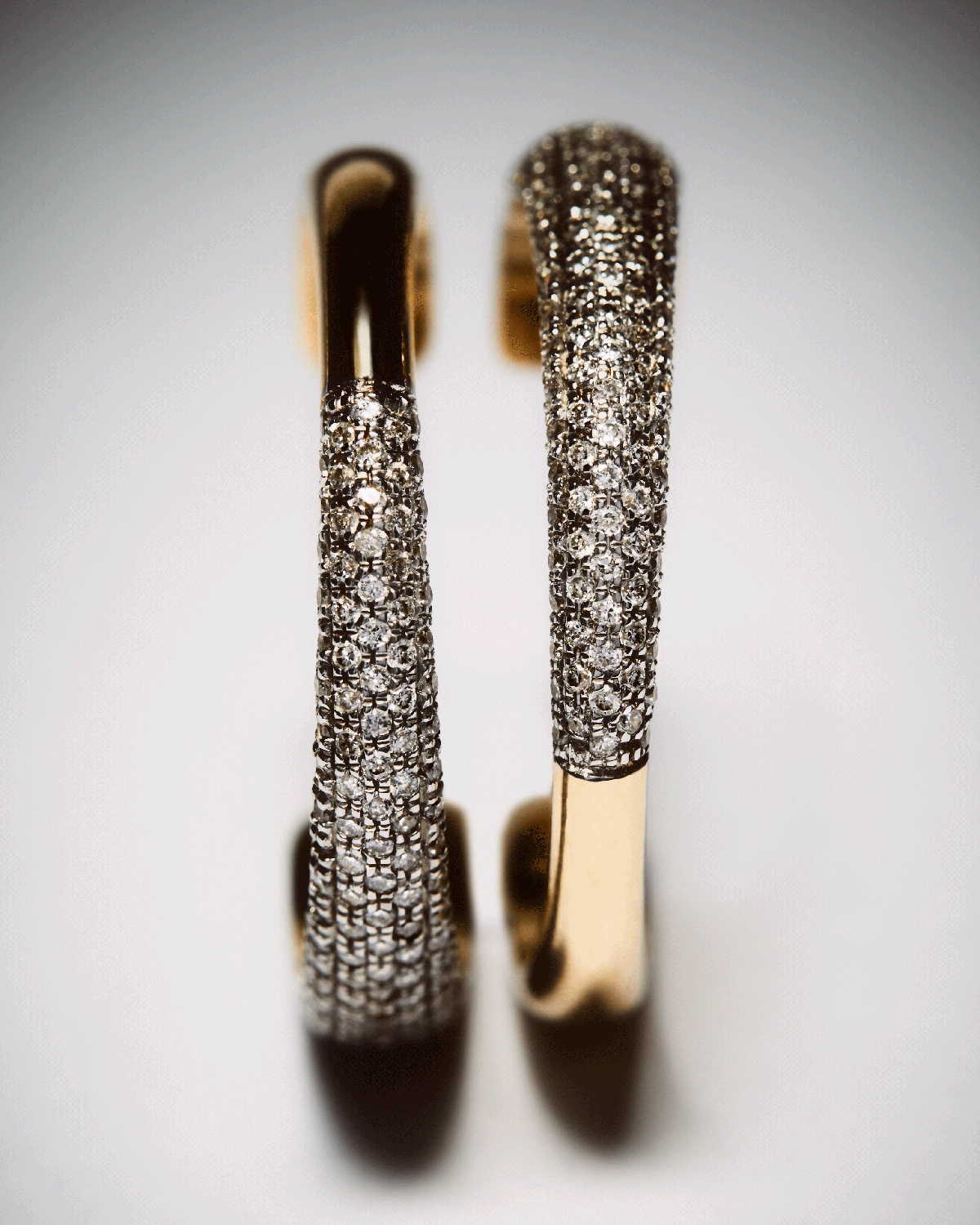 GRID 4 Diamond & Gold Soho Hoop Earrings for Women - 14K Gold Plated Cubic Zirconia Stud Earrings - Elegant Gift for Birthday, Anniversary & Special Occasions