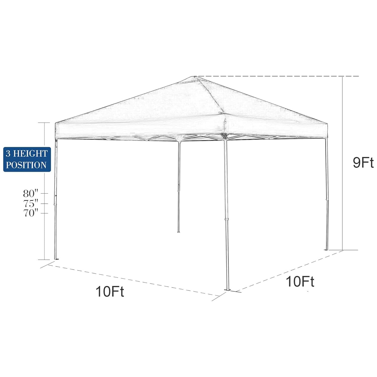 Blissun 10x10 FT Portable Pop Up Canopy Tent - Waterproof Outdoor Instant Shelter with Carry Bag, UV Protection & Sturdy Frame for Beach, Camping, Picnics, Parties & Backyard Events (Blue)