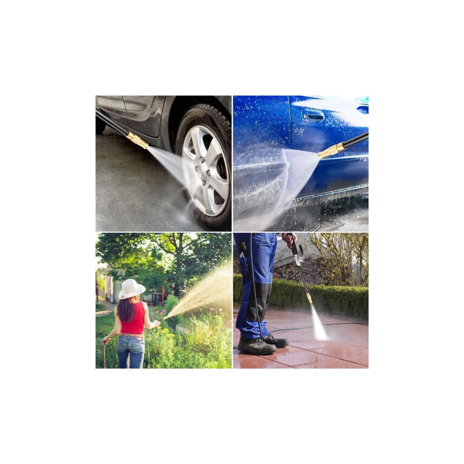 Hicks Ridge Heavy Duty High Power Garden Hose Nozzle Sprayer - Adjustable Pressure Washer Gun Attachment with 8 Spray Patterns - Perfect for Car Washing, Lawn Watering & Outdoor Cleaning
