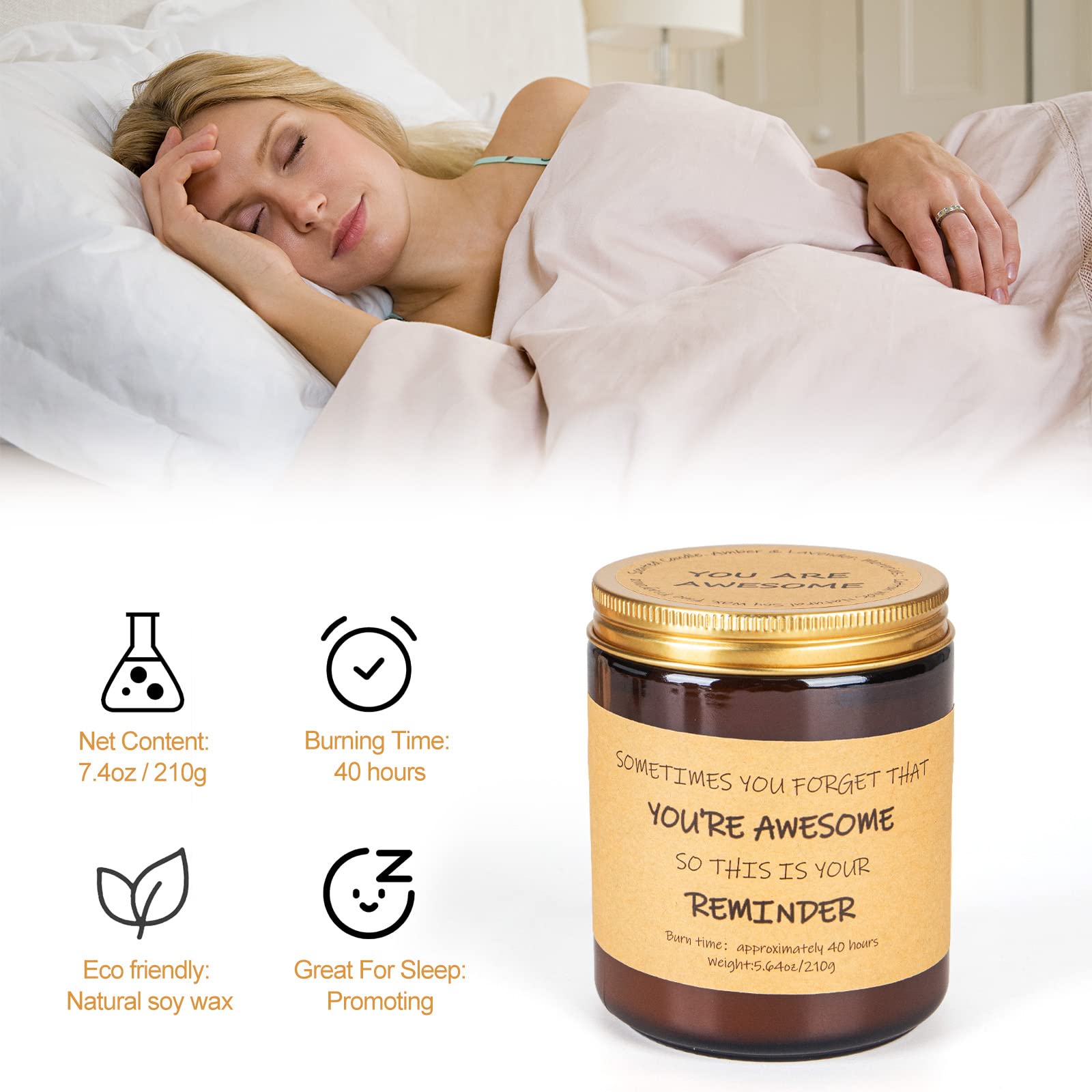 Lavender Scented Candles Gift Set - Relaxing Aromatherapy Soy Candles for Women, Birthday Gifts for Mom, Girlfriend, Best Friend & Coworkers | Home Decor with Inspirational Keychain | Perfect for Stress Relief, Meditation & Romantic Ambiance