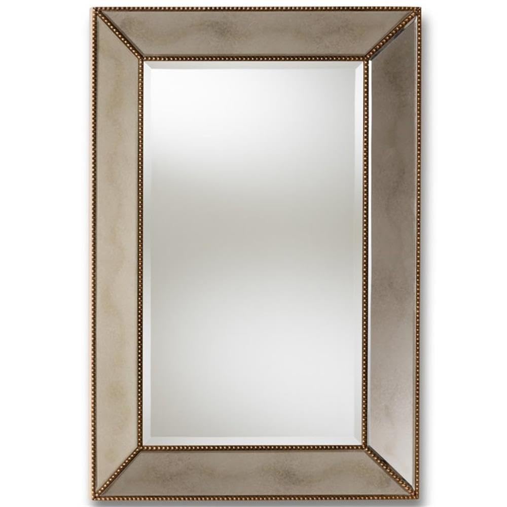 BOWERY HILL Gold Contemporary Wood Wall Mirror - Elegant Home Decor for Living Room, Bedroom & Entryway