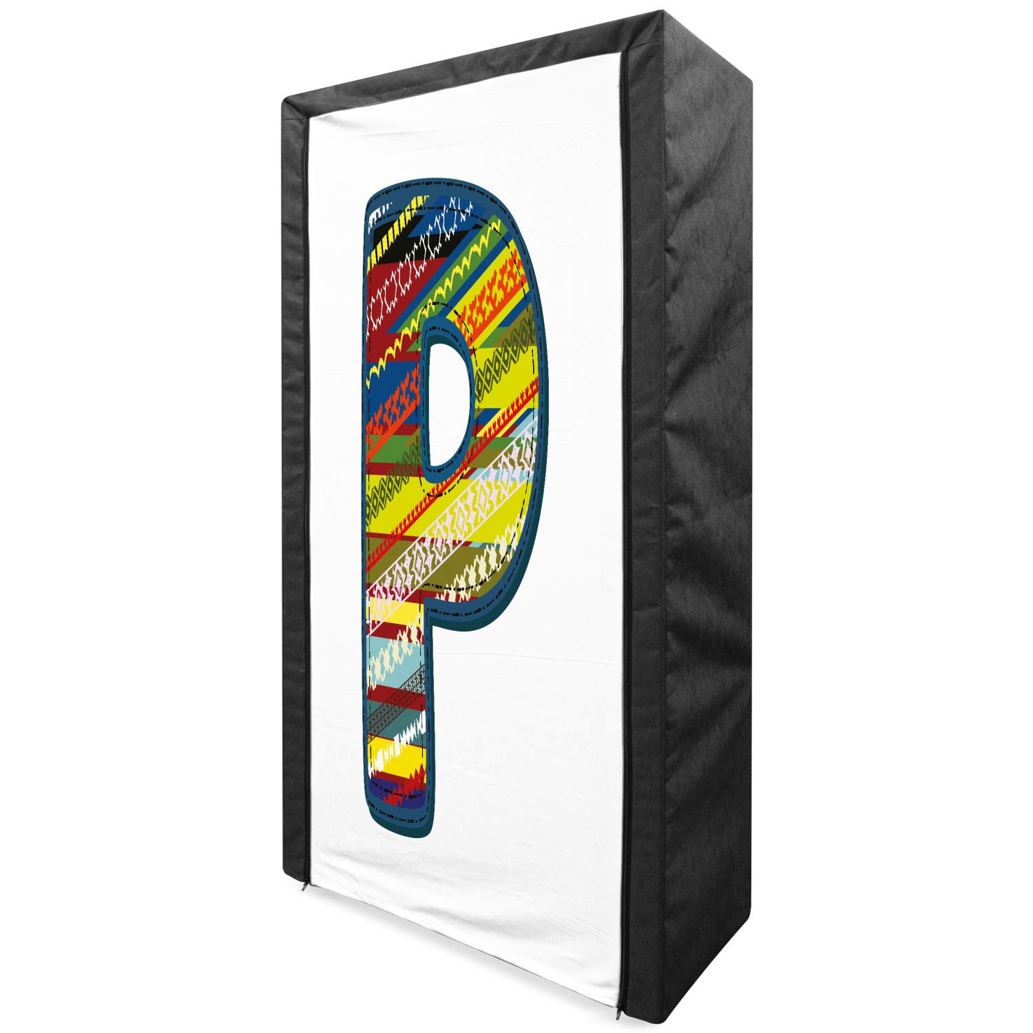 Ambesonne Letter P Fabric Wardrobe - Portable Clothing Organizer with Shelves, 33.5
