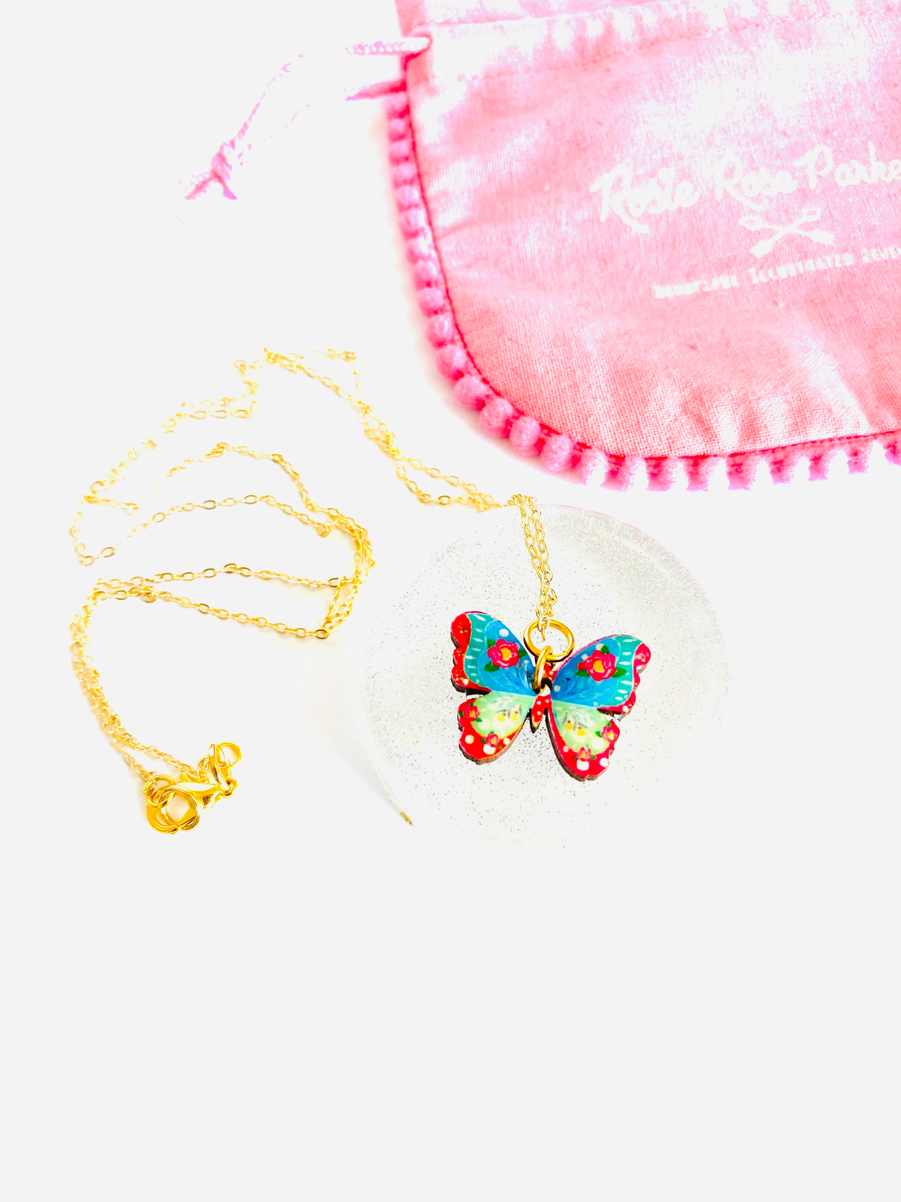 Elegant Butterfly Pendant Necklace in 14K Gold Chain - Perfect for Women's Everyday Wear & Gift Giving | Rosie Rose Parker