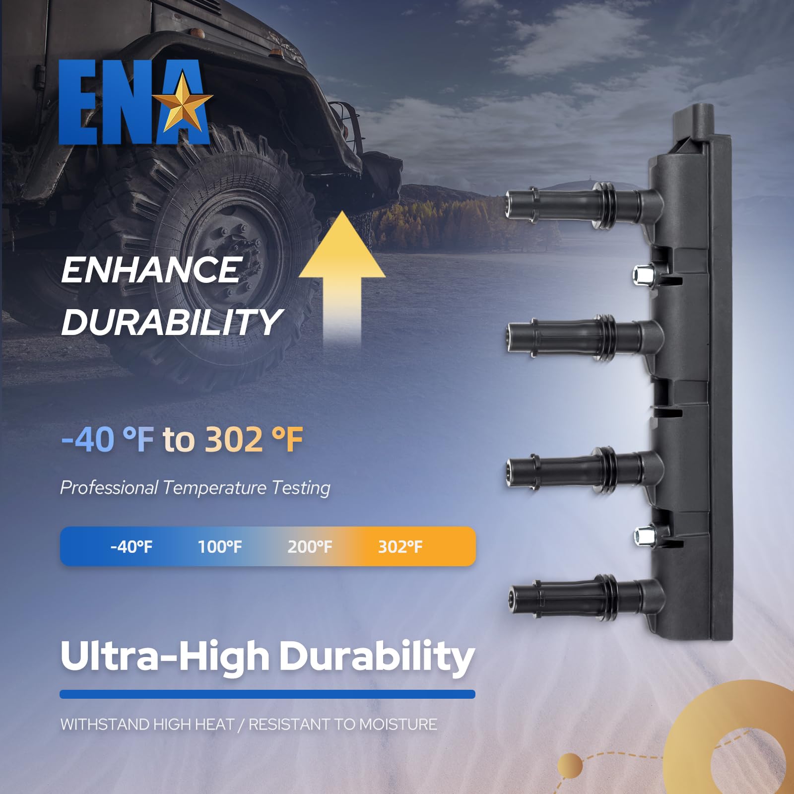 High Performance Ignition Coil Pack Replacement for Chevy Cruze 1.4L Turbo, Sonic, Trax, Volt, Cadillac ELR & Buick Encore (2011-2021) - Compatible with UF669, D521C, 55577898 - Perfect for Engine Misfire Fix & Performance Upgrade