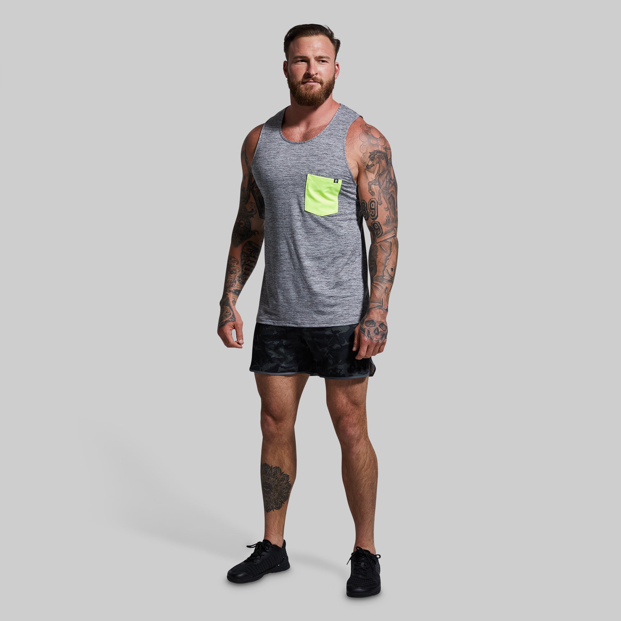 Women's Athleisure Pocket Tank Top - Soft Heather Grey - Yoga, Gym & Casual Wear