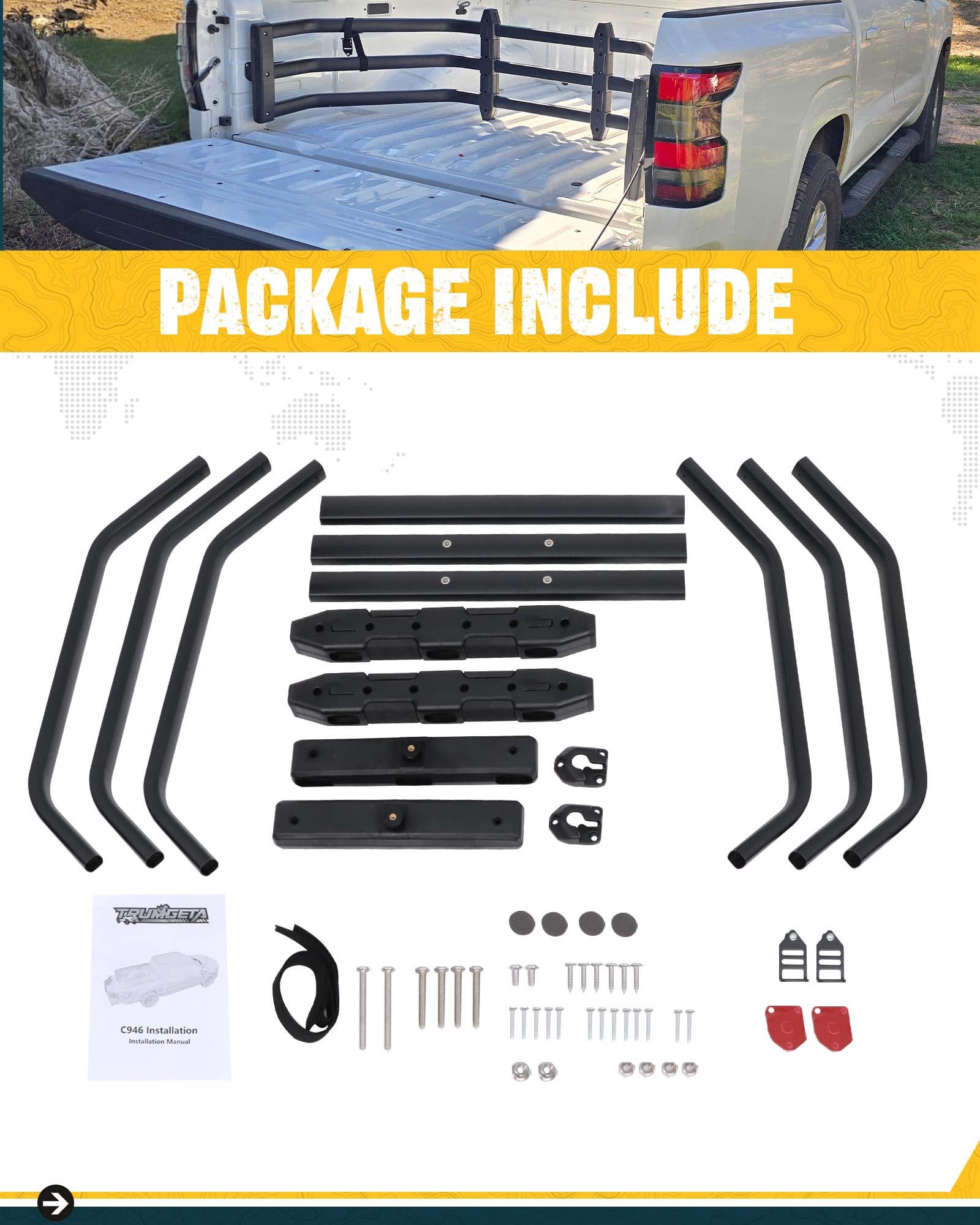 Heavy Duty Truck Bed Extender for Chevy Silverado 1500/2500/3500 (2019-2025) | Tailgate Extension | Cargo Hauling & Camping Accessory