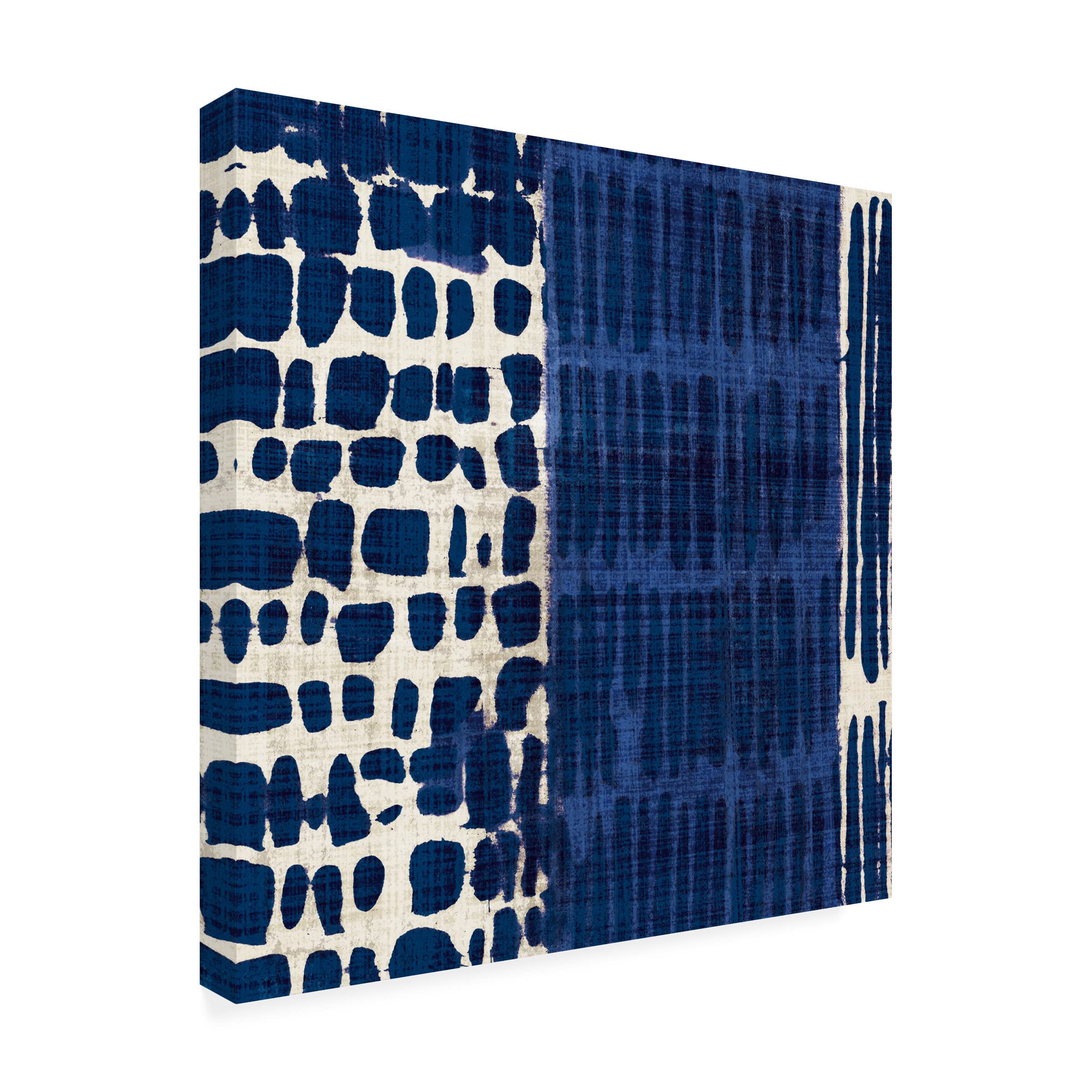 Trademark Fine Art 'Indigo Batik I' Canvas Wall Art Print by Wild Apple Portfolio - Modern Home Decor for Living Room, Bedroom & Office