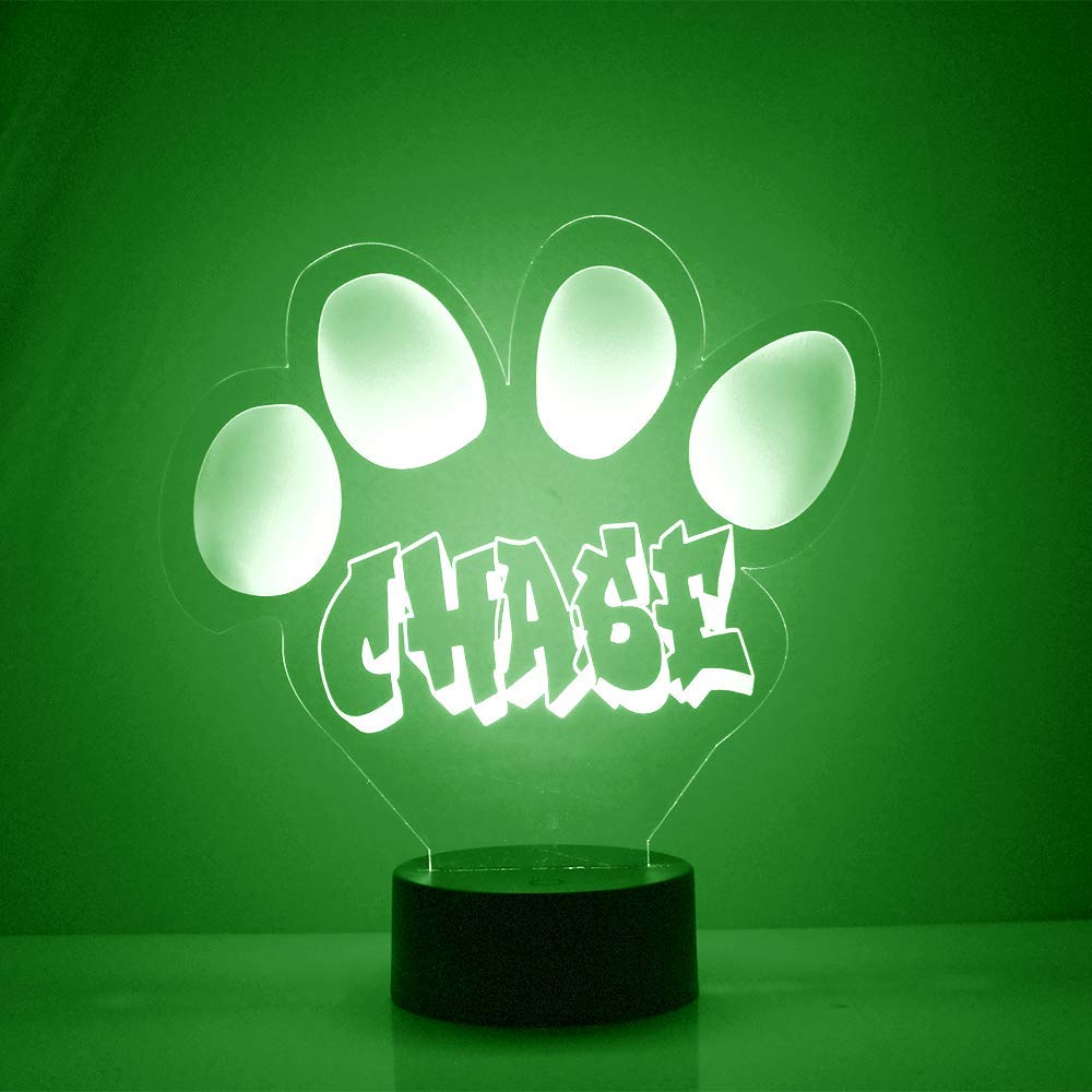 Custom LED Paw Print Night Light with Remote - Personalized Name or Image Display, 16 Colors & 4 Modes, Clear Acrylic Home Decor - Made in USA | Perfect for Pet Lovers, Nursery, Bedroom & Living Room Lighting