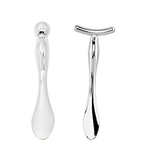 Uonlytech 2-Piece Silver Eye Mask Spatula Spoon Scoop Set - Eye Massager & Beauty Tools for Women & Girls - Perfect for Skincare Routine, Spa Days & At-Home Facial Treatments