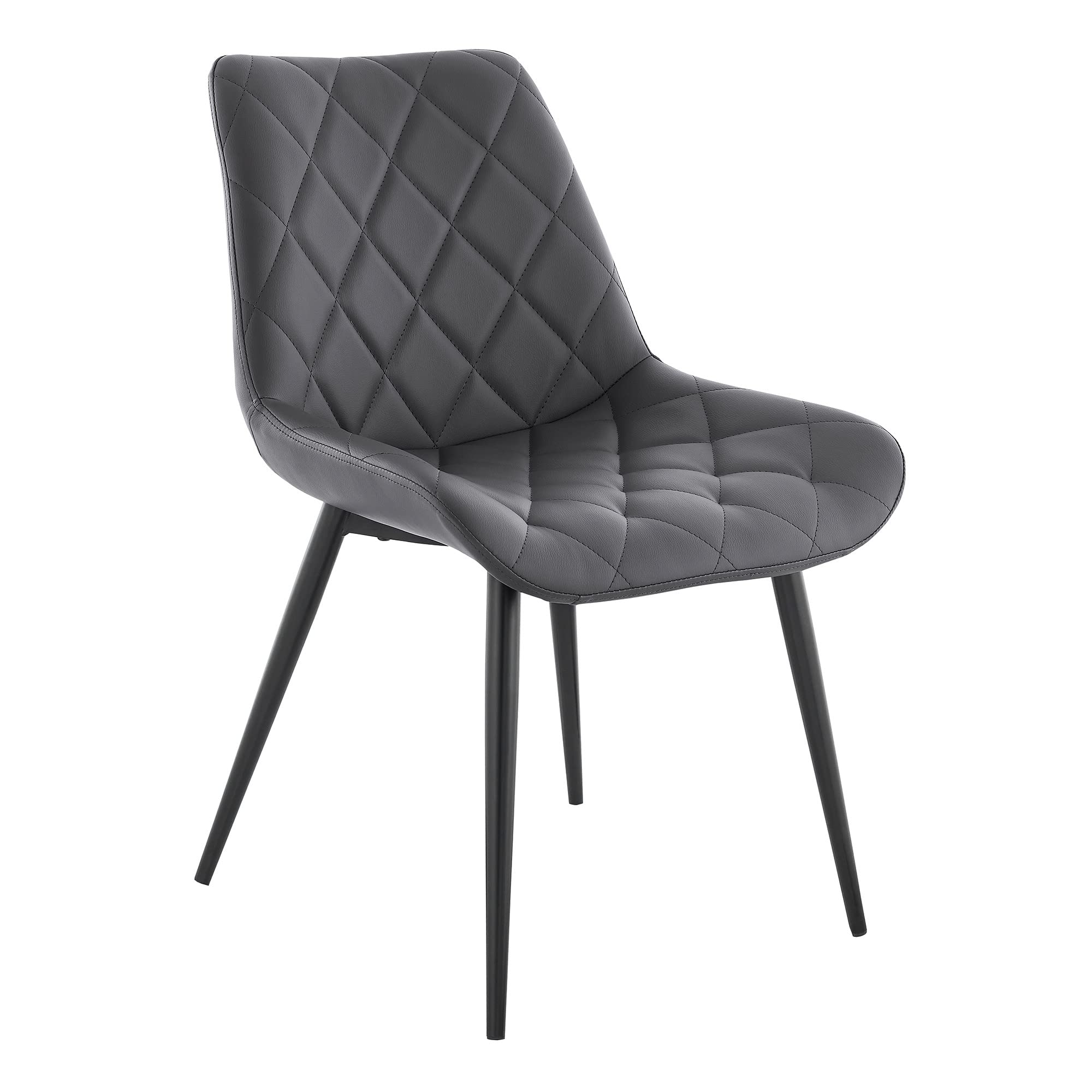 Benjara Loralie Faux Leather and Metal Dining Chairs Set of 2, Gray - Modern Kitchen & Dining Room Furniture for Home, Restaurant, and Office Use