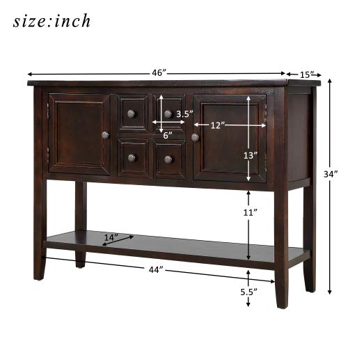Buffet Sideboard Console Table with Storage Drawers & Cabinets - Sofa Table, End Table for Living Room, Dining Room - Espresso Finish - Perfect for Home Decor & Extra Storage Space