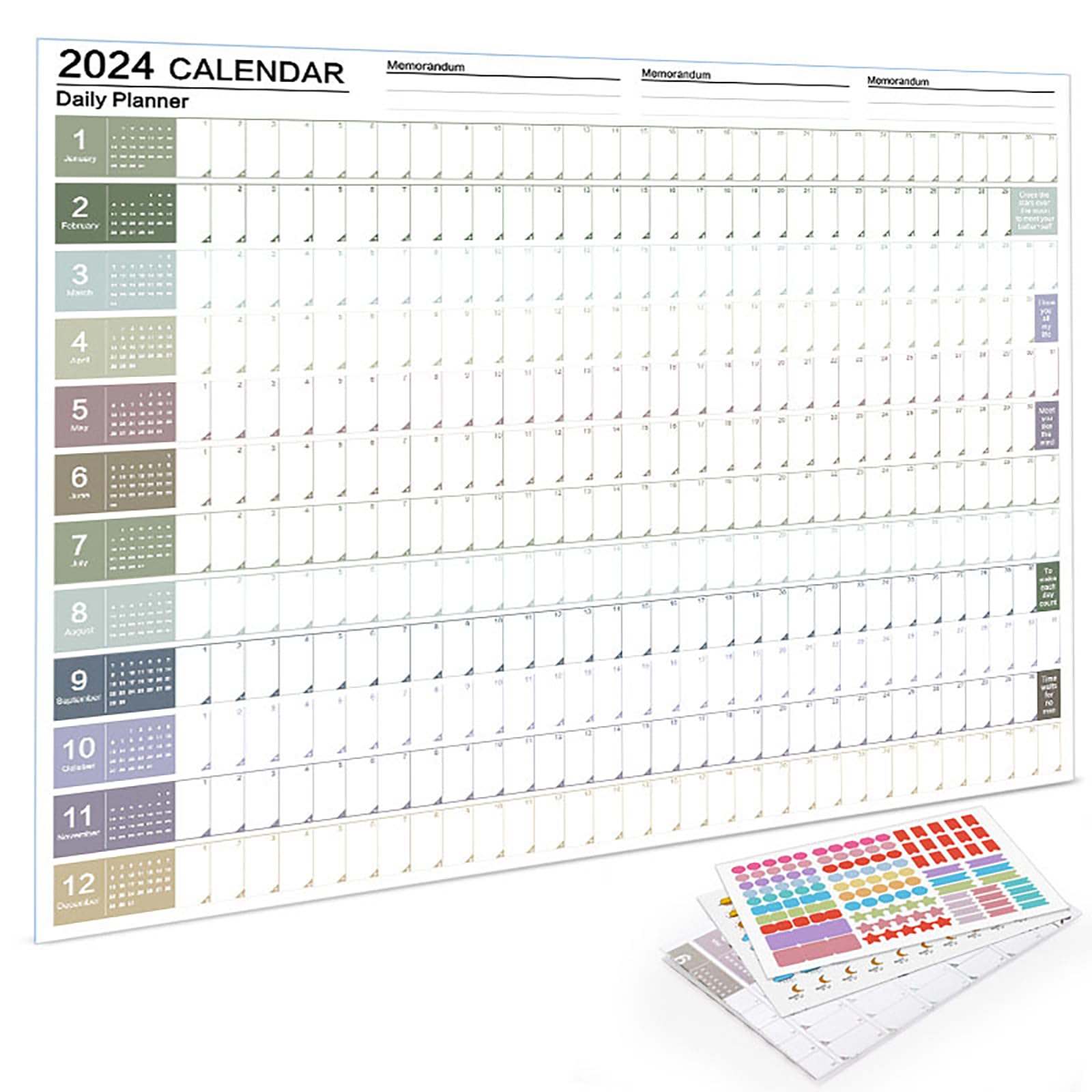 2024 Large Wall Calendar 29x27 Inches - Yearly Planner from January to December 2024 | English Morandi Paper Calendar for Office, School & Home | Perfect for Scheduling, Planning & Organization
