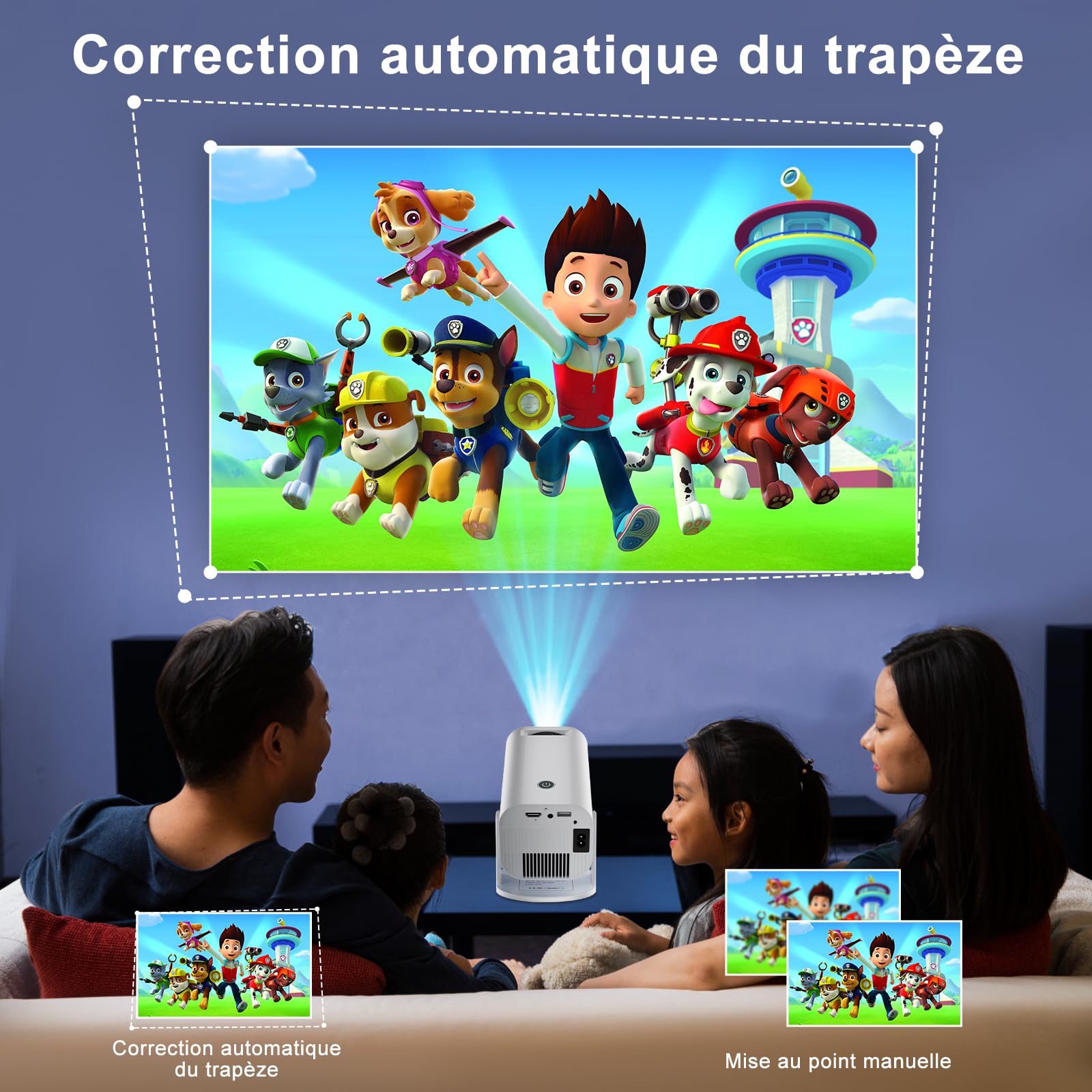 Portable Mini Video Projector, Full HD 1080P Home Cinema Outdoor Projector, 210° Rotatable 4K Projector with TV Stick/HDMI/USB/AV Compatibility - Perfect for Movie Nights, Gaming, and Outdoor Entertainment