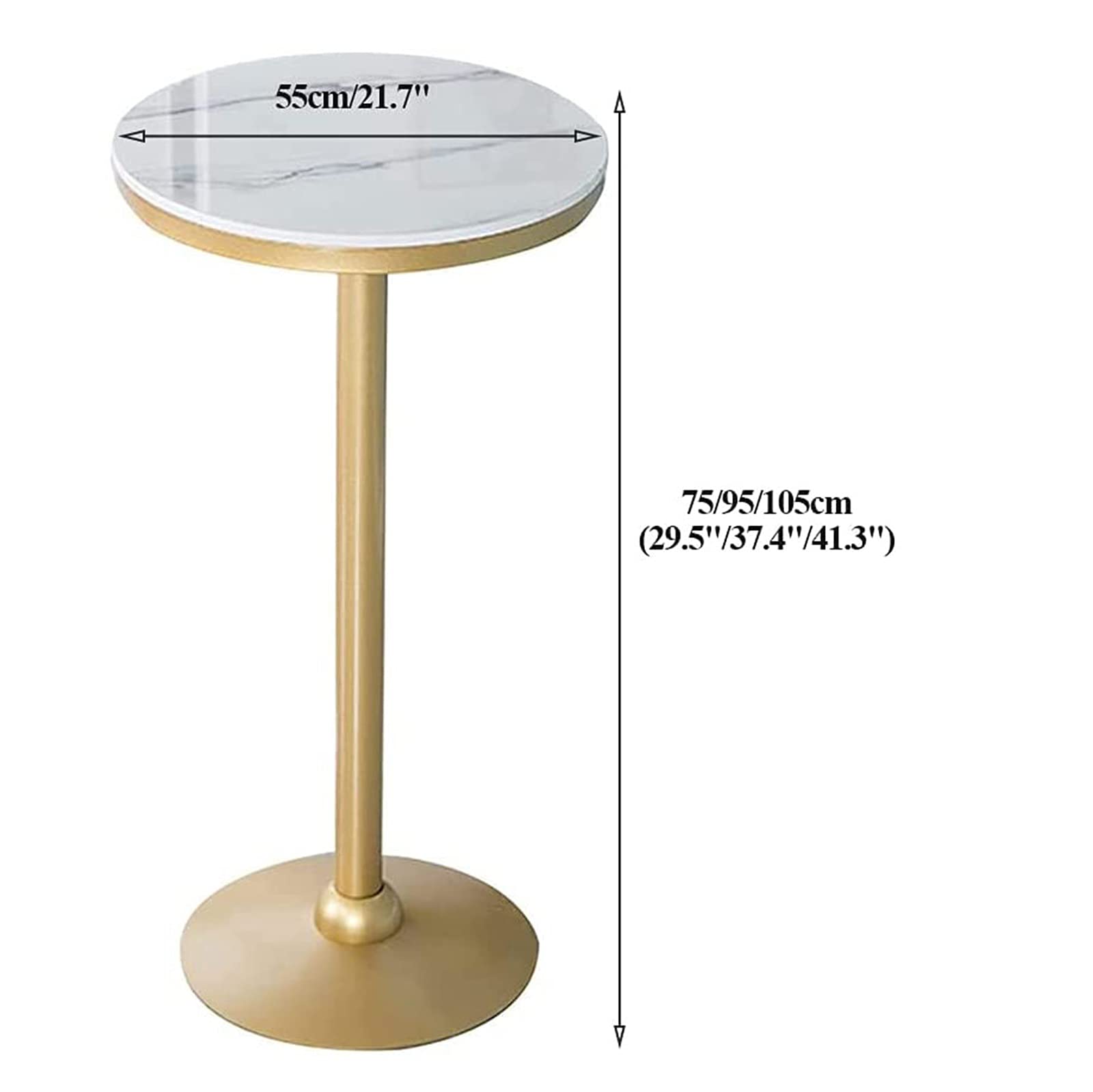 Modern Gold Bar Table with Marble Top - Round Cocktail Table with Sturdy Metal Base - Easy Assembly High Counter for Kitchen, Dining Room & Home Bar Decor