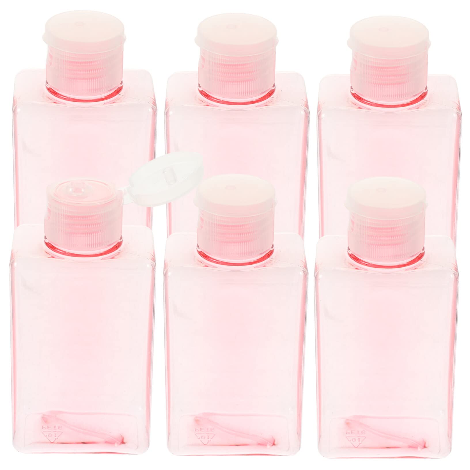 FOMIYES 6-Pack Flip Top Square Bottles - Leak-Proof Travel Shampoo, Lotion & Detergent Dispensers | Portable Toiletry Squeeze Bottles for Home, Gym & Travel Accessories (BPA-Free Plastic)