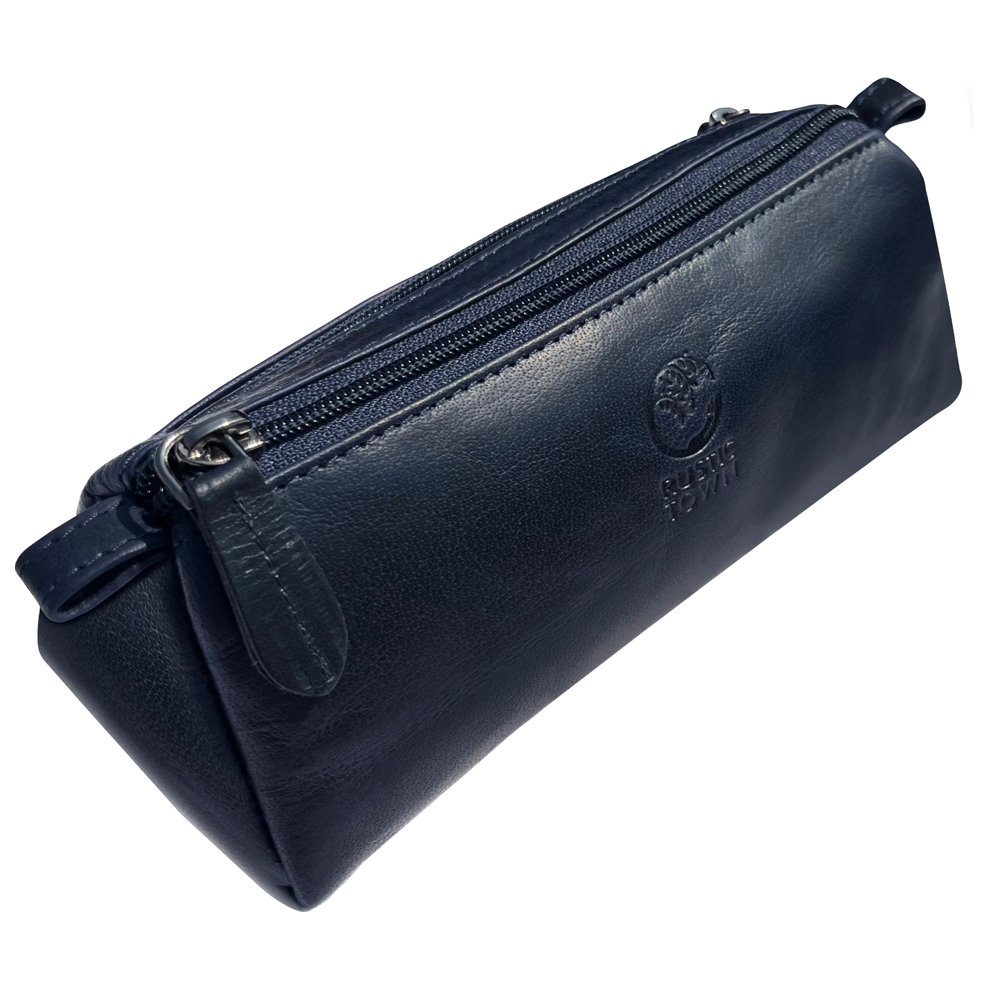 Premium Genuine Leather Pencil Case with Zipper - Blue Pen Pouch for School, Office & Travel Organizer - Perfect for Students, Professionals & Artists
