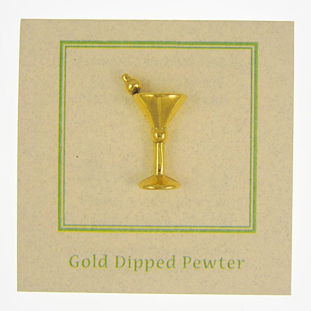 Jim Clift Design Martini Glass Gold Lapel Pin - Elegant Cocktail Party Accessory for Bartenders & Martini Lovers - Perfect for Weddings, Proms & Formal Events