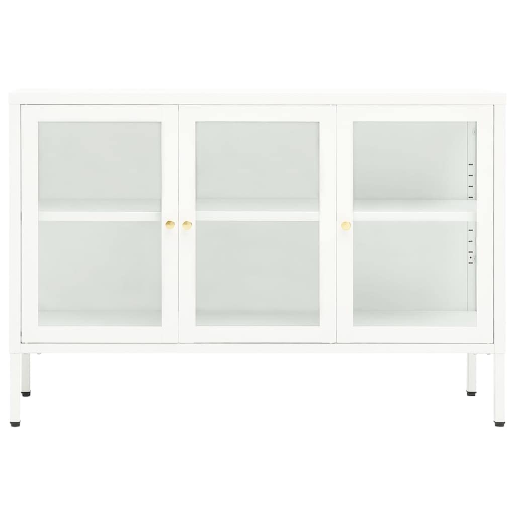 FAMIROSA White Modern Steel Sideboard Cabinet with 3 Doors & Adjustable Shelf - 41.3