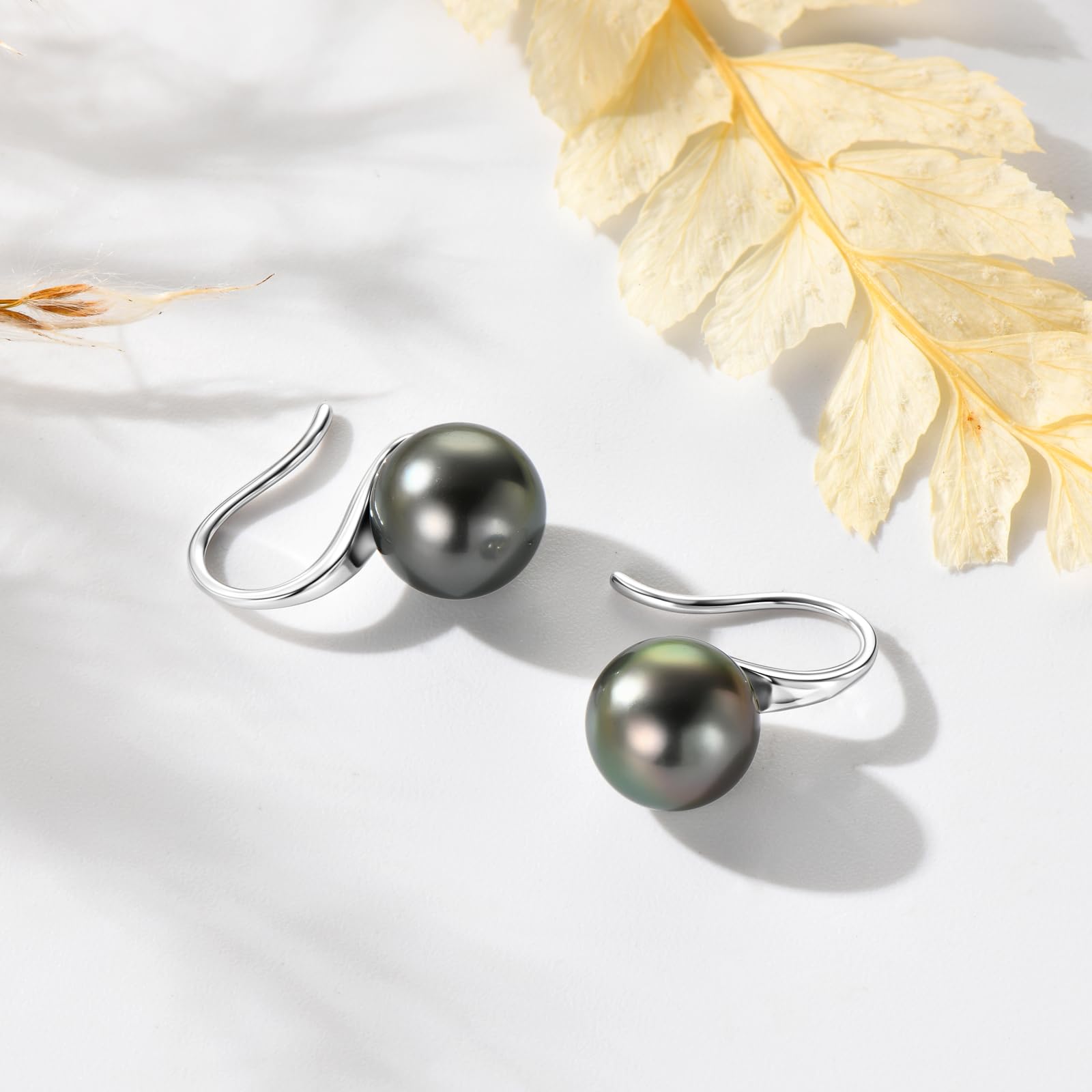 Exquisite Tahitian Black Pearl Drop Earrings - 18K Gold Plated Sterling Silver Jewelry for Women | Perfect Birthday, Anniversary & Christmas Gift | Elegant for Weddings, Parties & Special Occasions