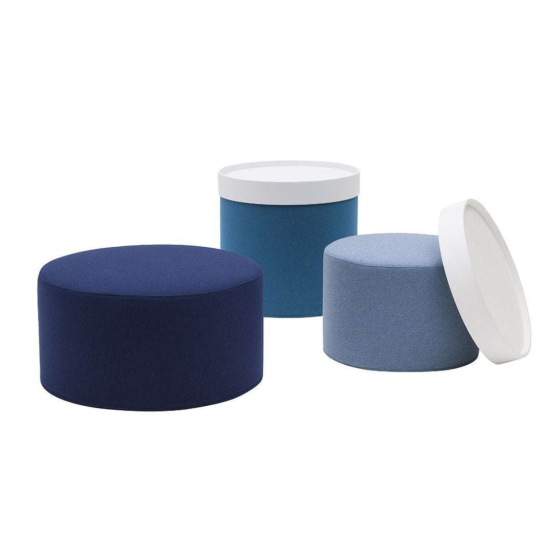 Softline Drum Pouf Ottoman - Round Footstool with Soft Fabric, Perfect for Living Room, Bedroom, or Nursery - Versatile Seating & Footrest for Home Decor