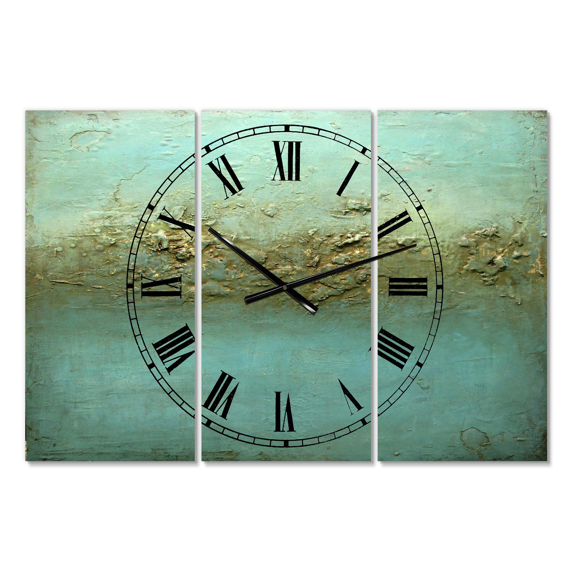 DesignQ Modern Wall Clock 'Rocky Shoals' - Blue Round Contemporary Wall Clock for Living Room, Bedroom & Office Decor | Silent Non-Ticking Battery Operated Clock