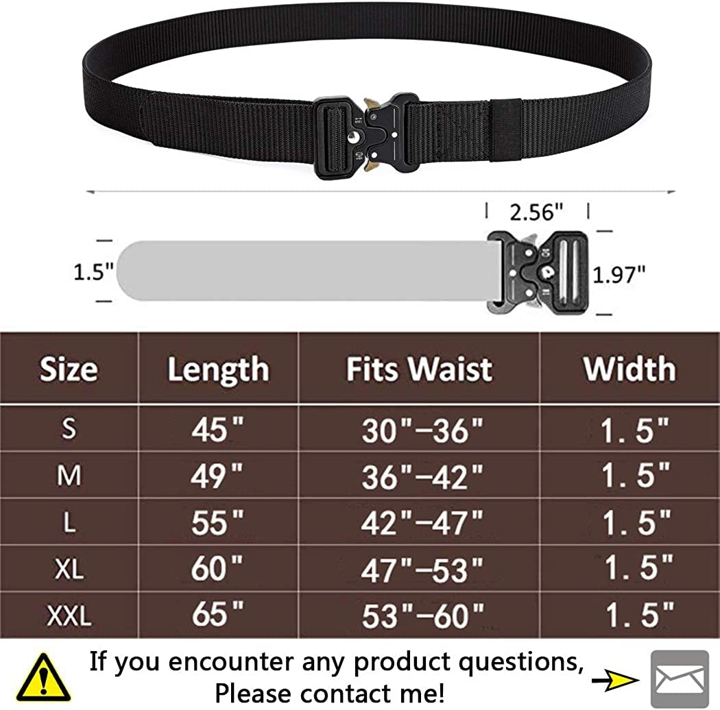 MOZETO Tactical Belt for Men - Heavy Duty Military Web Belt with Quick Release Metal Buckle | Perfect for Hiking, Work, Outdoor Activities & Concealed Carry