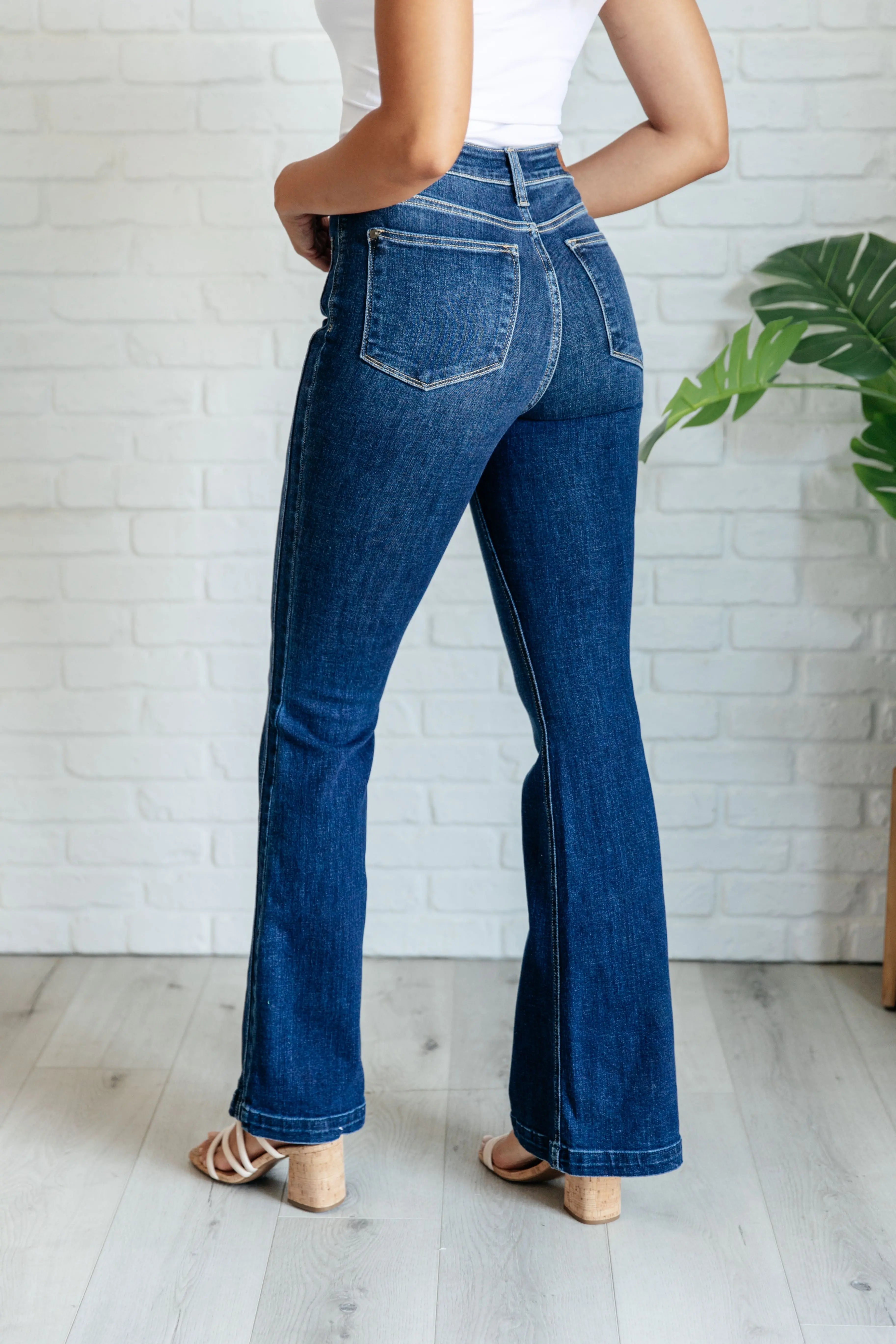 Mavis High Rise Side Seam Detail Flare Jeans for Women - Vintage Inspired Stretch Denim Pants with Bootcut Leg (Perfect for Casual Wear, Date Nights & Office Outfits)