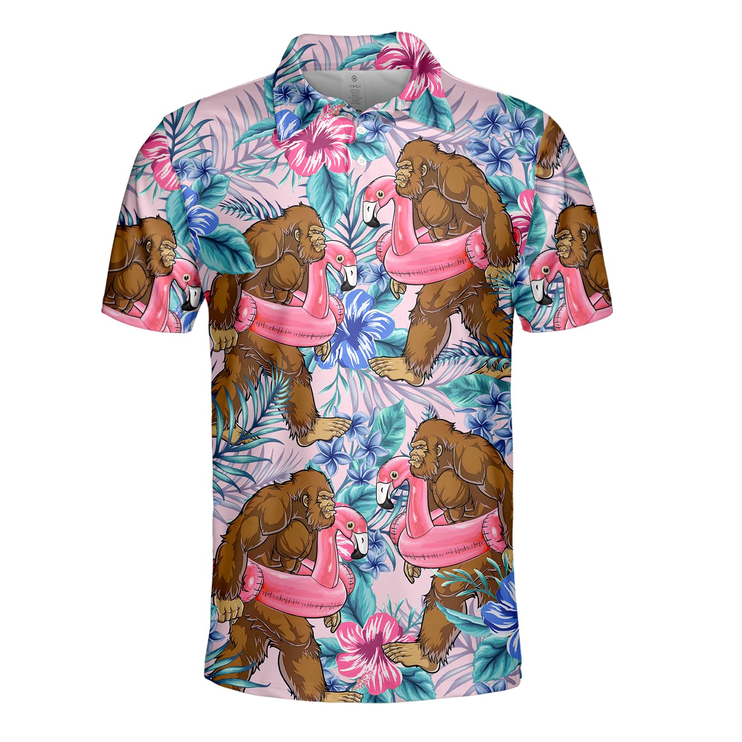 Bigfoot Polo Shirts for Men & Women - Tropical Funny Golf Shirts for Summer Sports | Casual Wear & Outdoor Activities