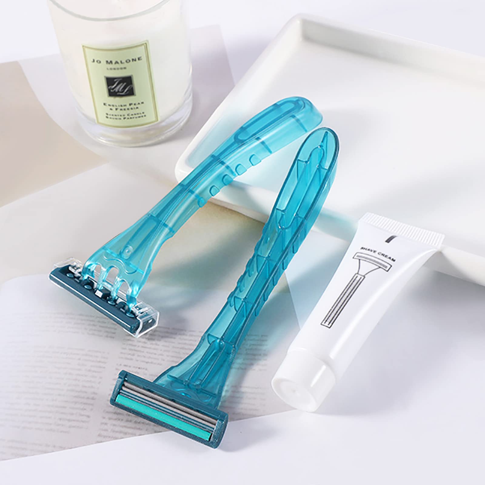 100 Pack Disposable Razors Bulk - Individually Wrapped Twin Stainless Steel Blade Razors for Men & Women | Perfect for Travel, Hotel, Airbnb, Gym, Emergency Kits & Homeless Shelters (Blue)